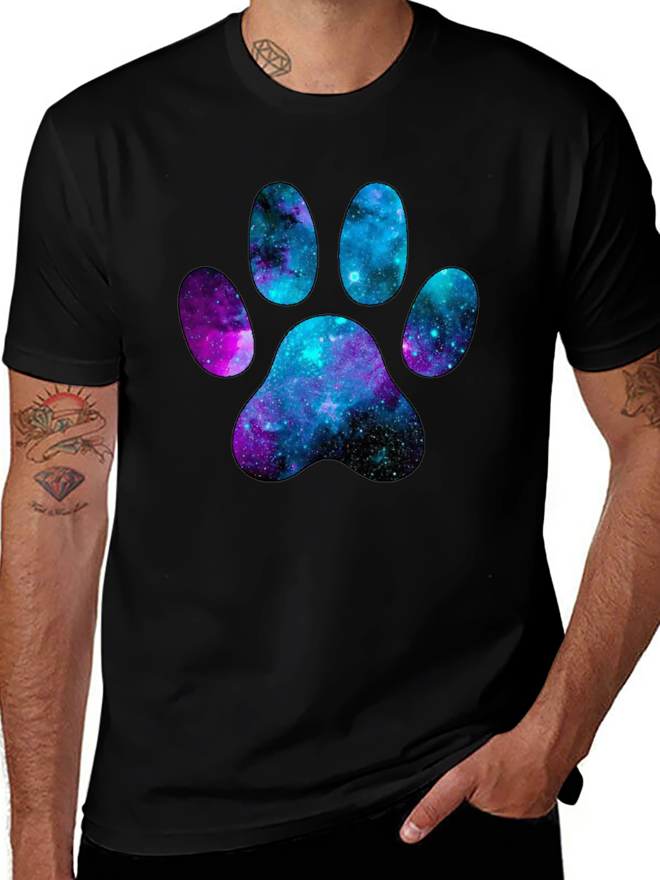 Galaxy Paw Print T-Shirt - Unique Design