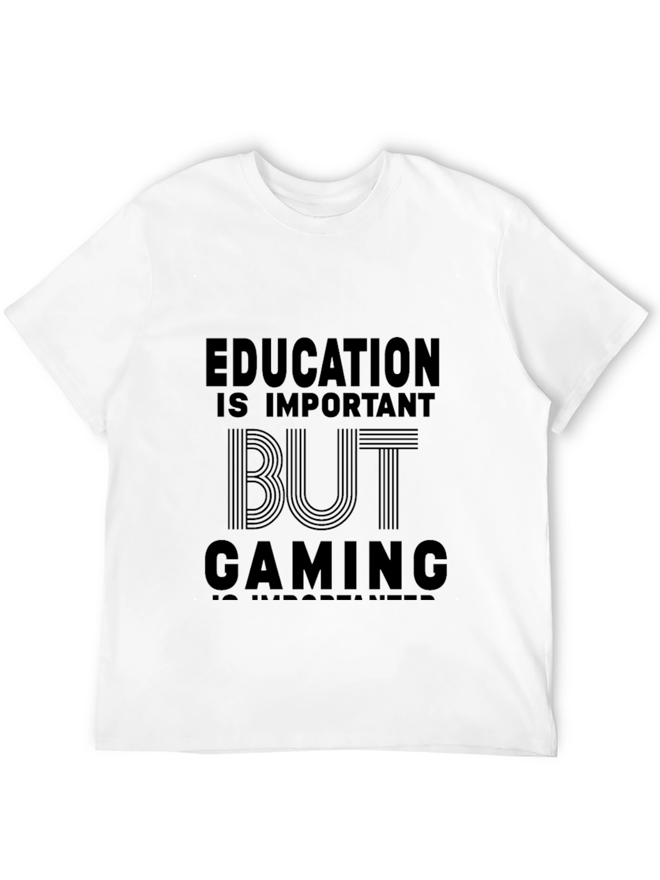 Education vs Gaming Black Graphic Tee