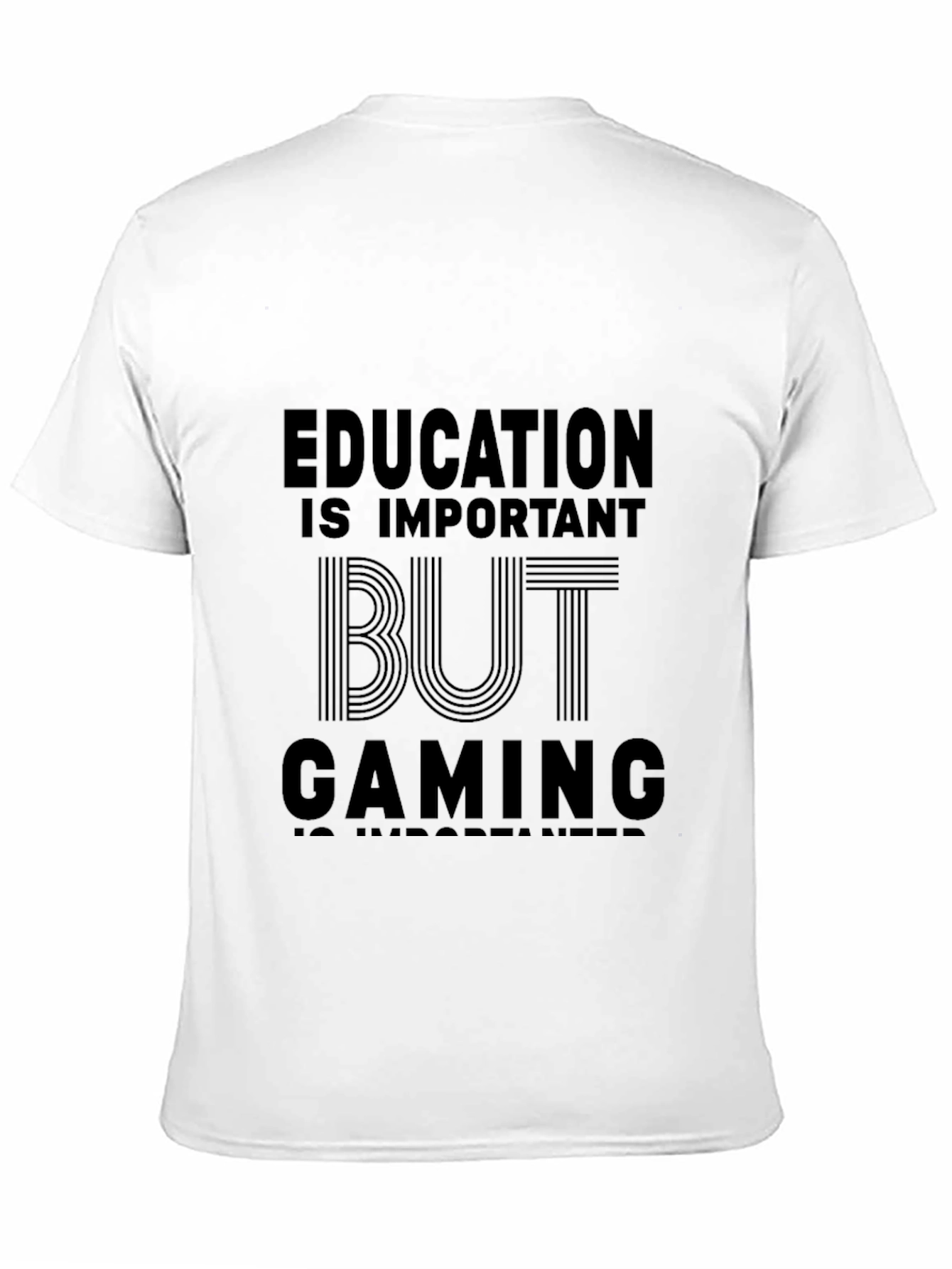 Education vs Gaming Black Graphic Tee