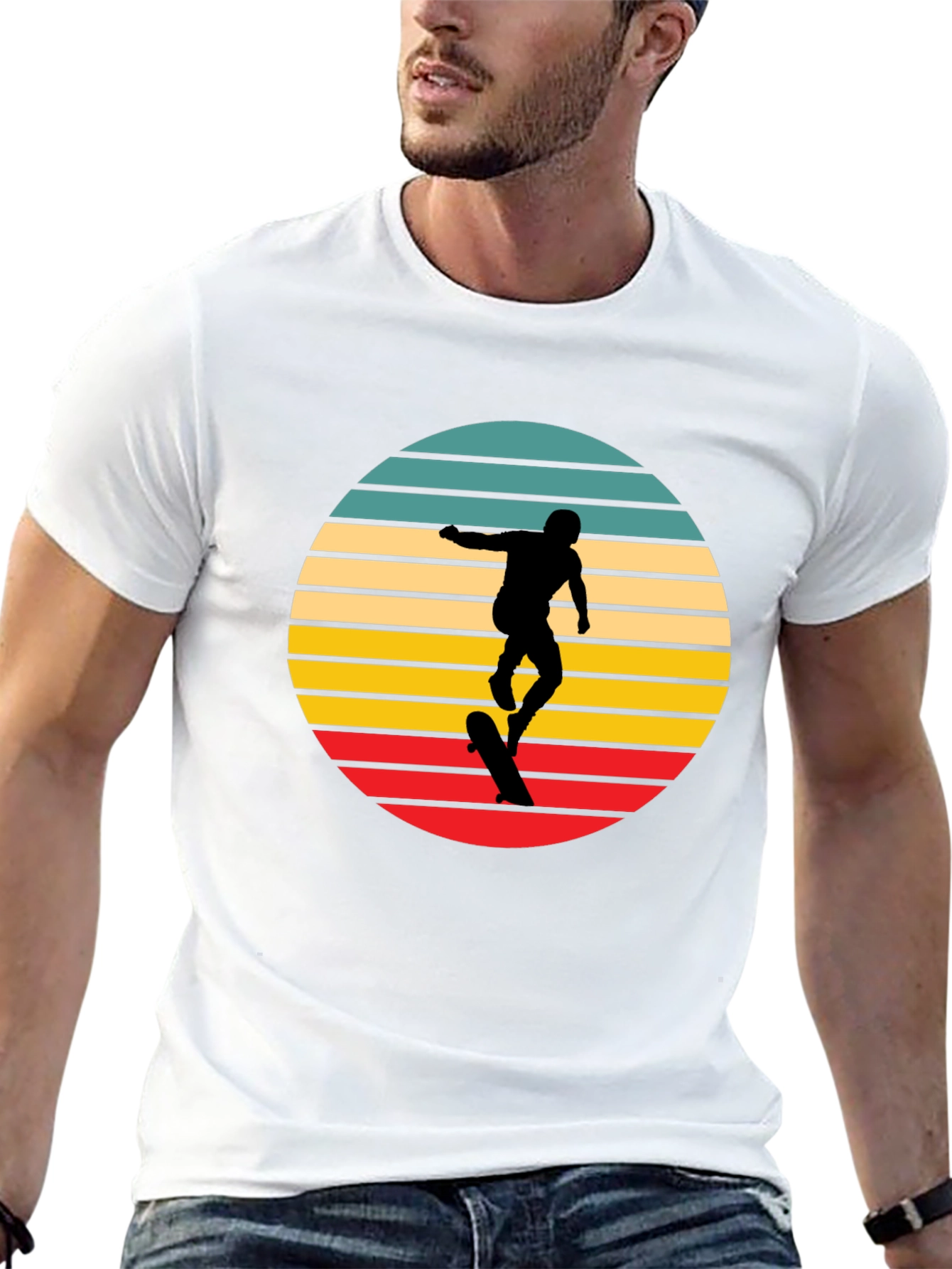 Skater Silhouette Retro T-Shirt - Cool Graphic Tee