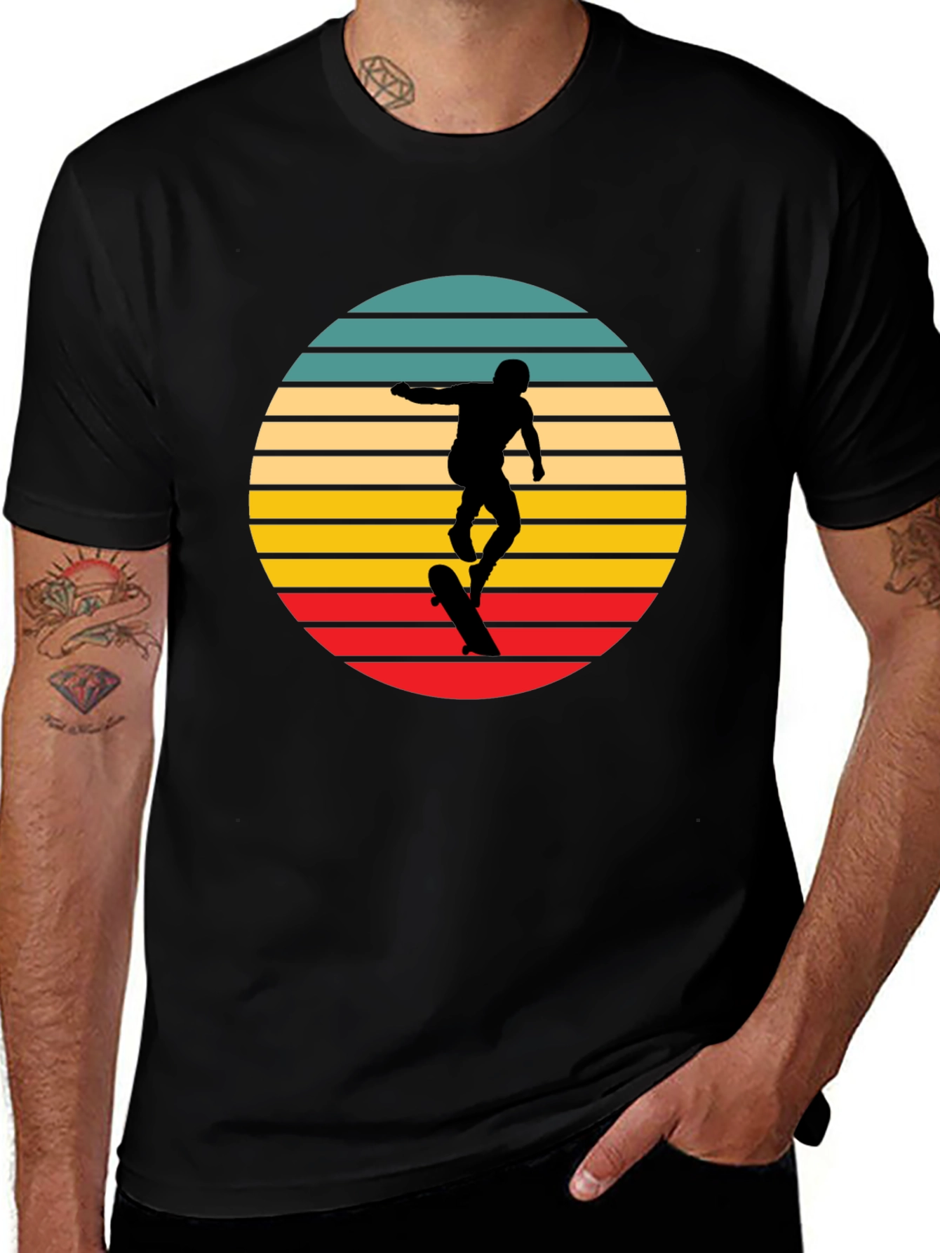 Skater Silhouette Retro T-Shirt - Cool Graphic Tee
