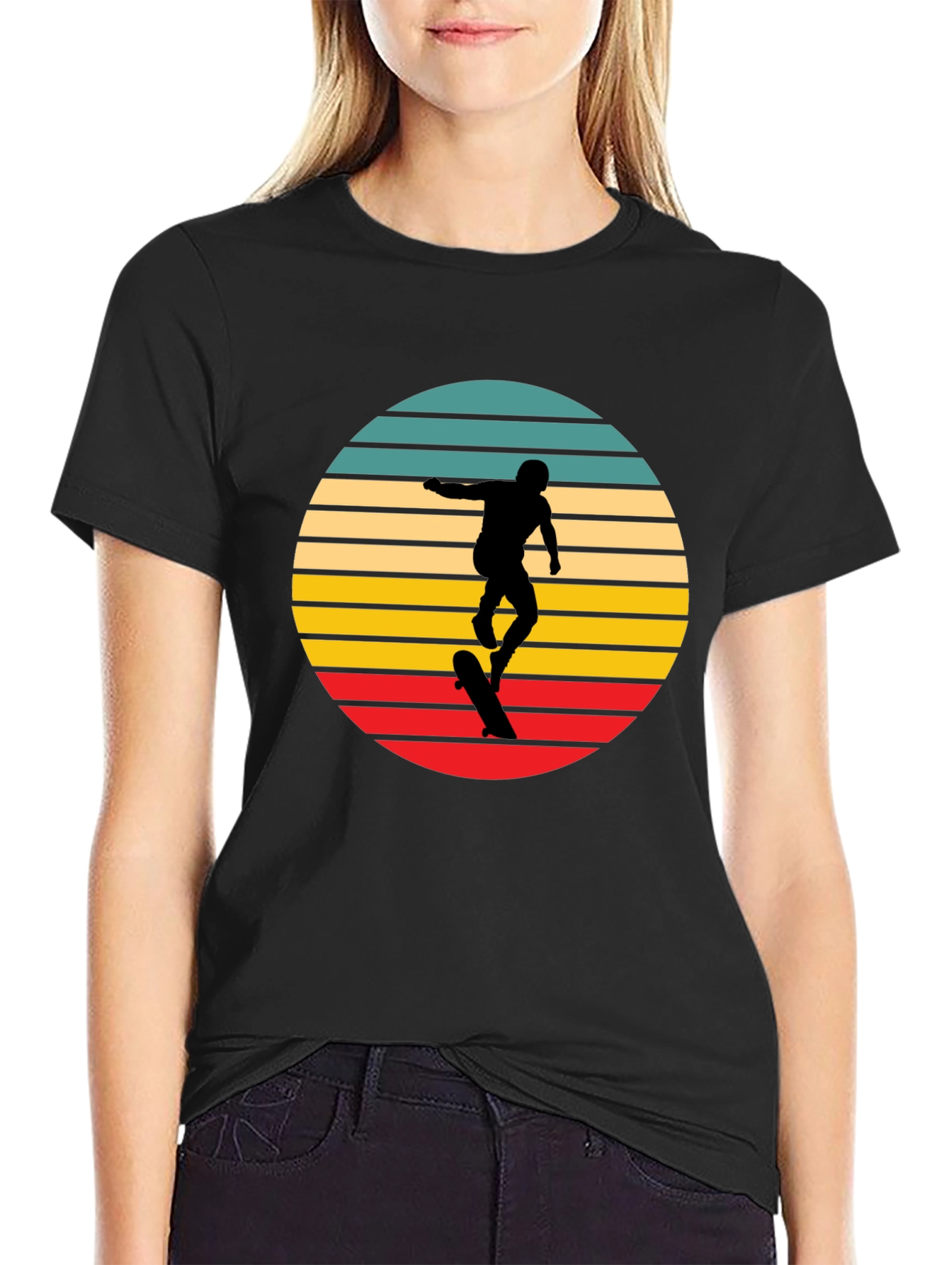 Skater Silhouette Retro T-Shirt - Cool Graphic Tee