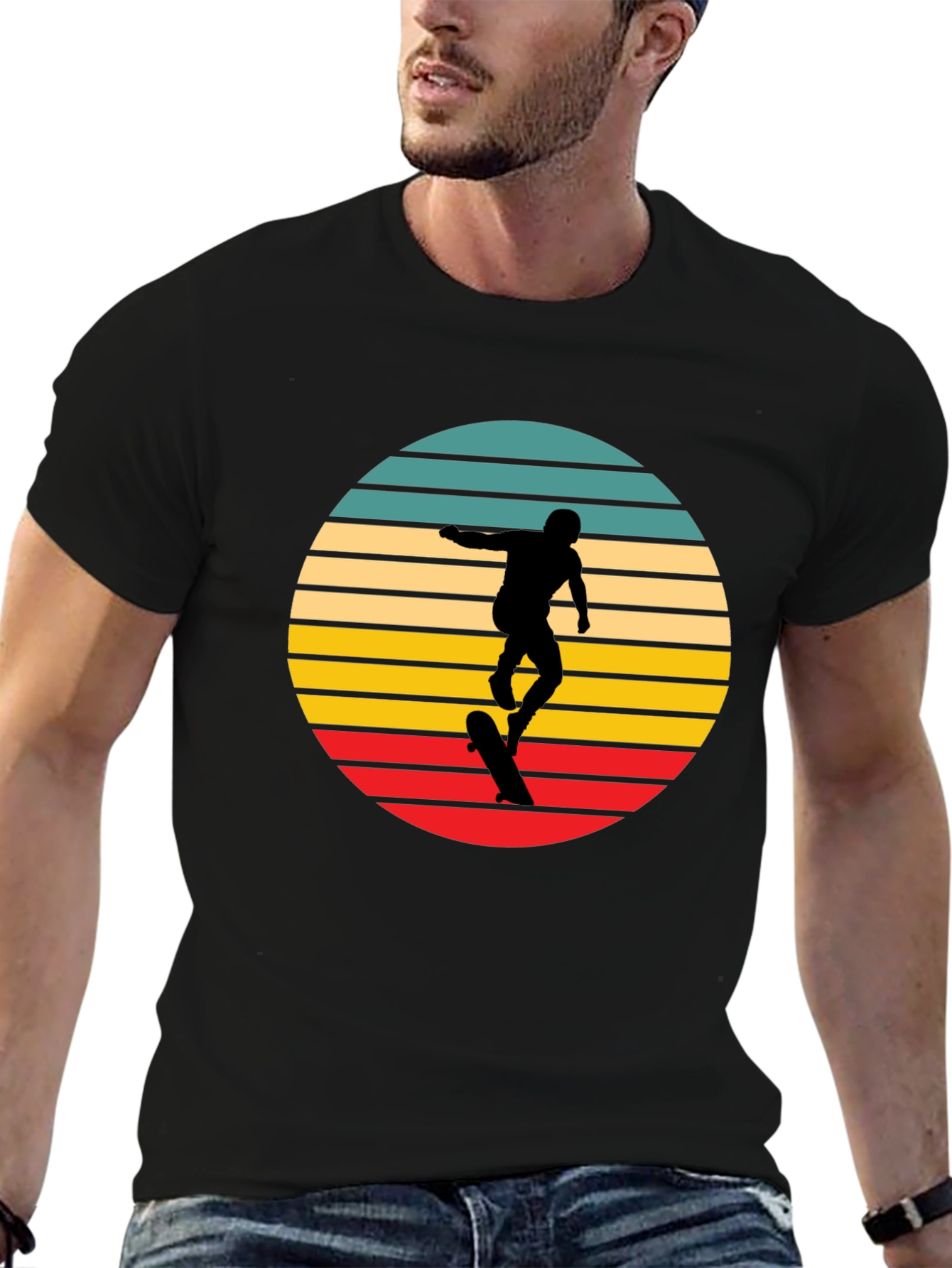 Skater Silhouette Retro T-Shirt - Cool Graphic Tee