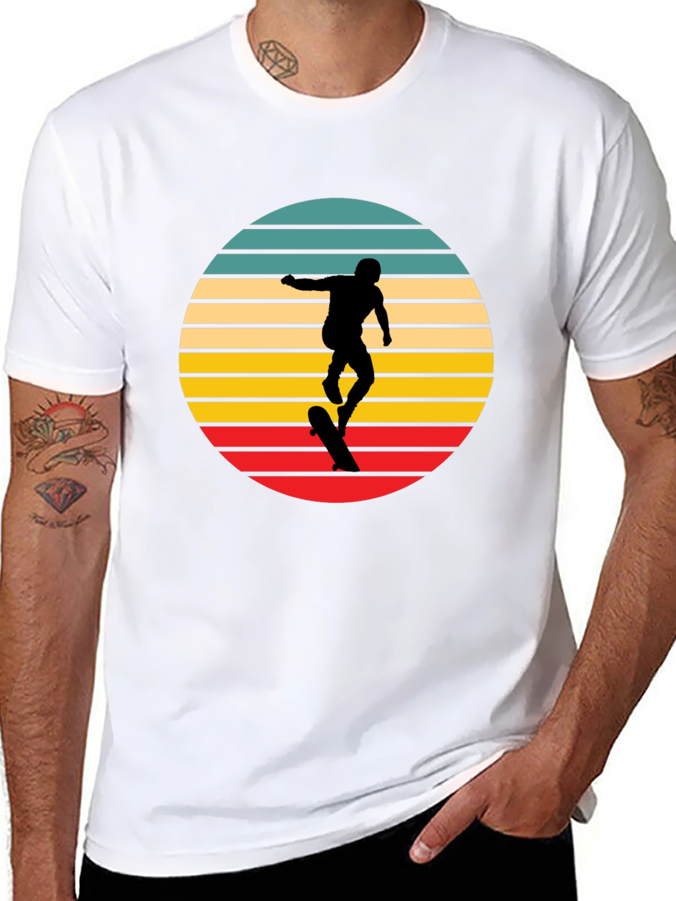 Skater Silhouette Retro T-Shirt - Cool Graphic Tee