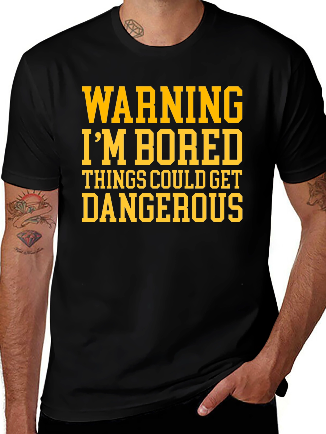 Warning Im Bored Funny Graphic T-Shirt