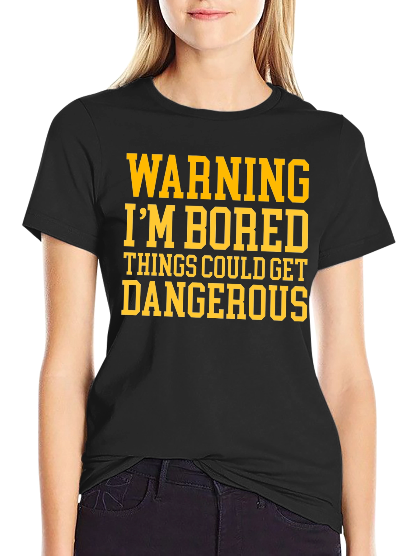 Warning Im Bored Funny Graphic T-Shirt