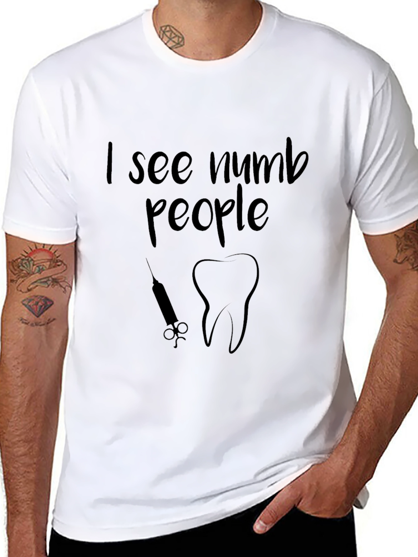 I See Numb People Black T-Shirt Dental Pun
