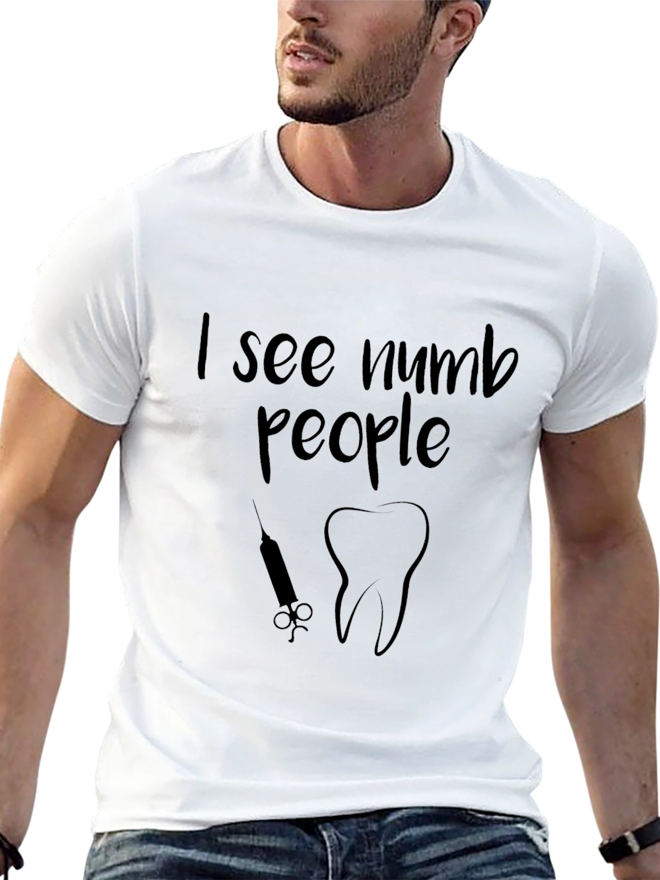 I See Numb People Black T-Shirt Dental Pun