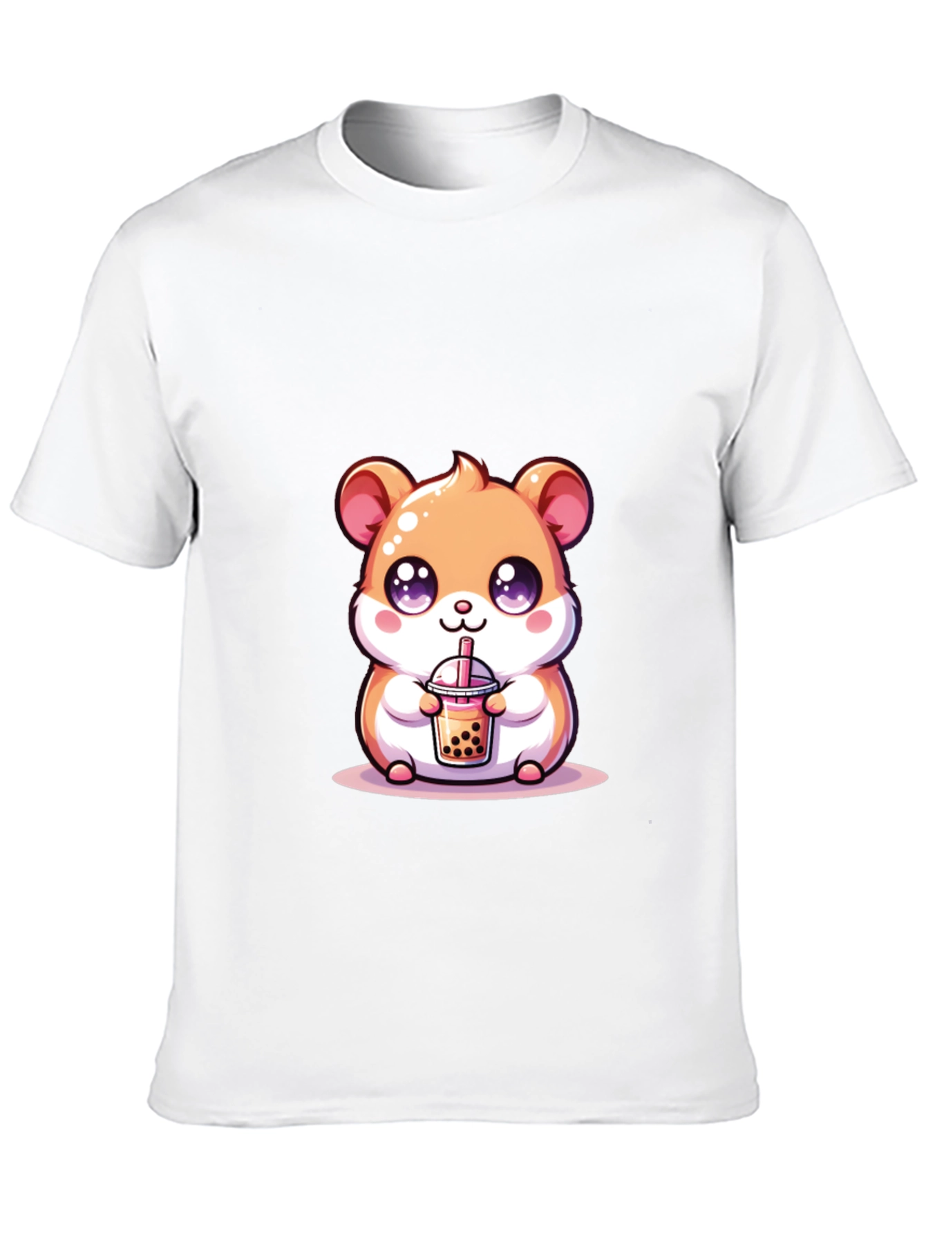 Cute Hamster Boba Tea Black T-Shirt