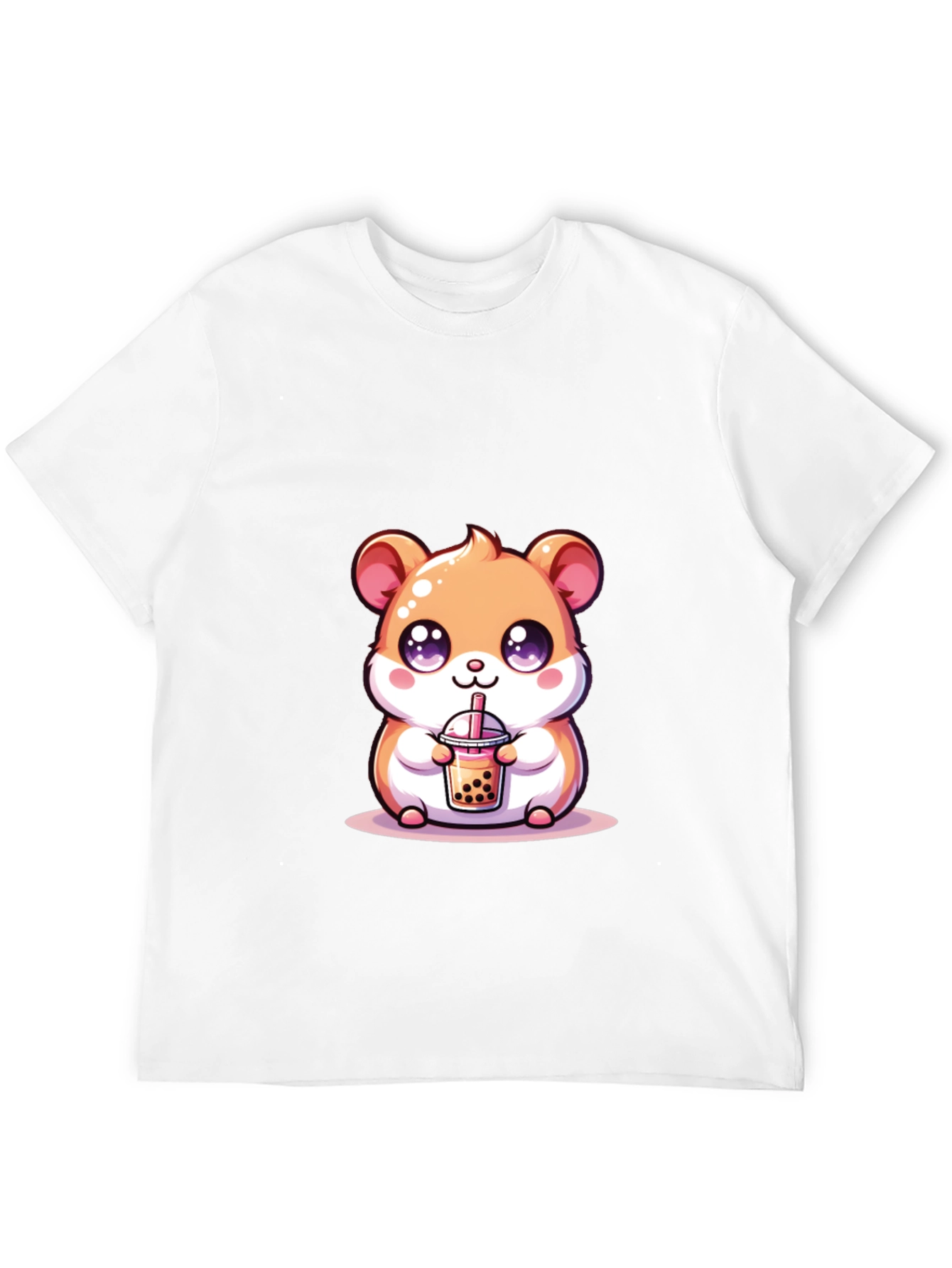 Cute Hamster Boba Tea Black T-Shirt