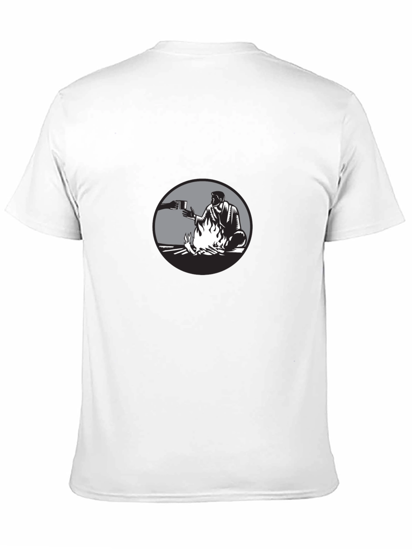 Man by Campfire Black T-Shirt