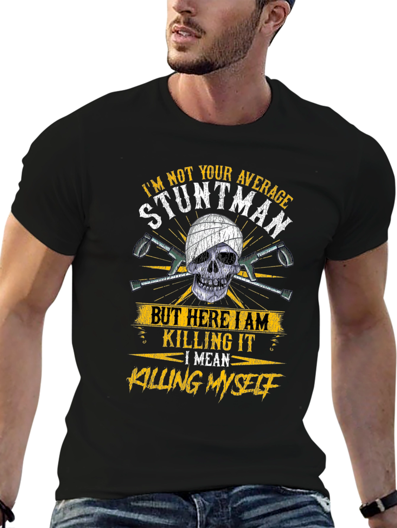 Stuntman Skull Graphic T-Shirt