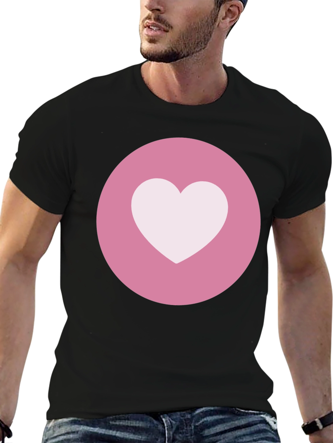 Heart Circle Graphic Tee - Black Casual Comfort