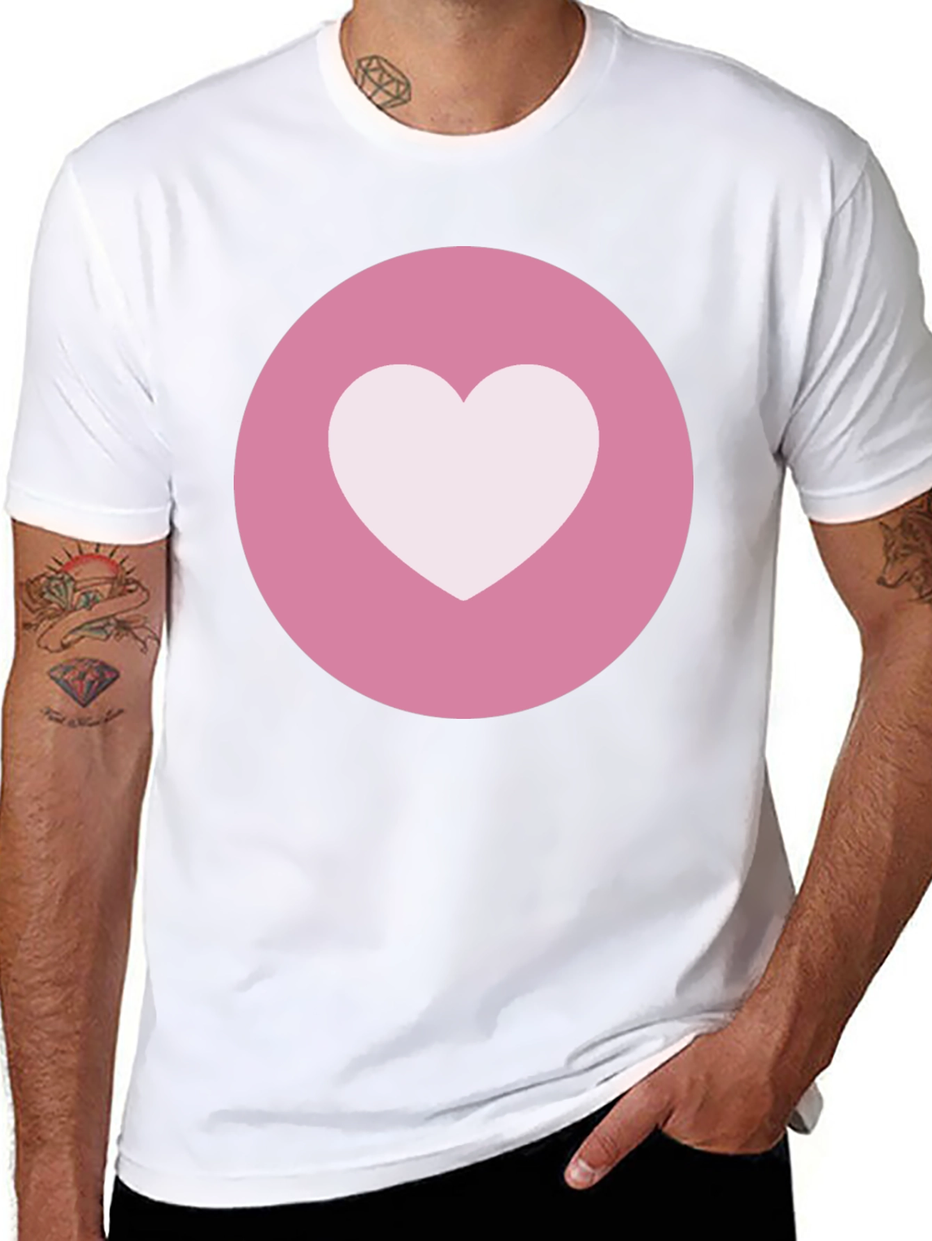 Heart Circle Graphic Tee - Black Casual Comfort
