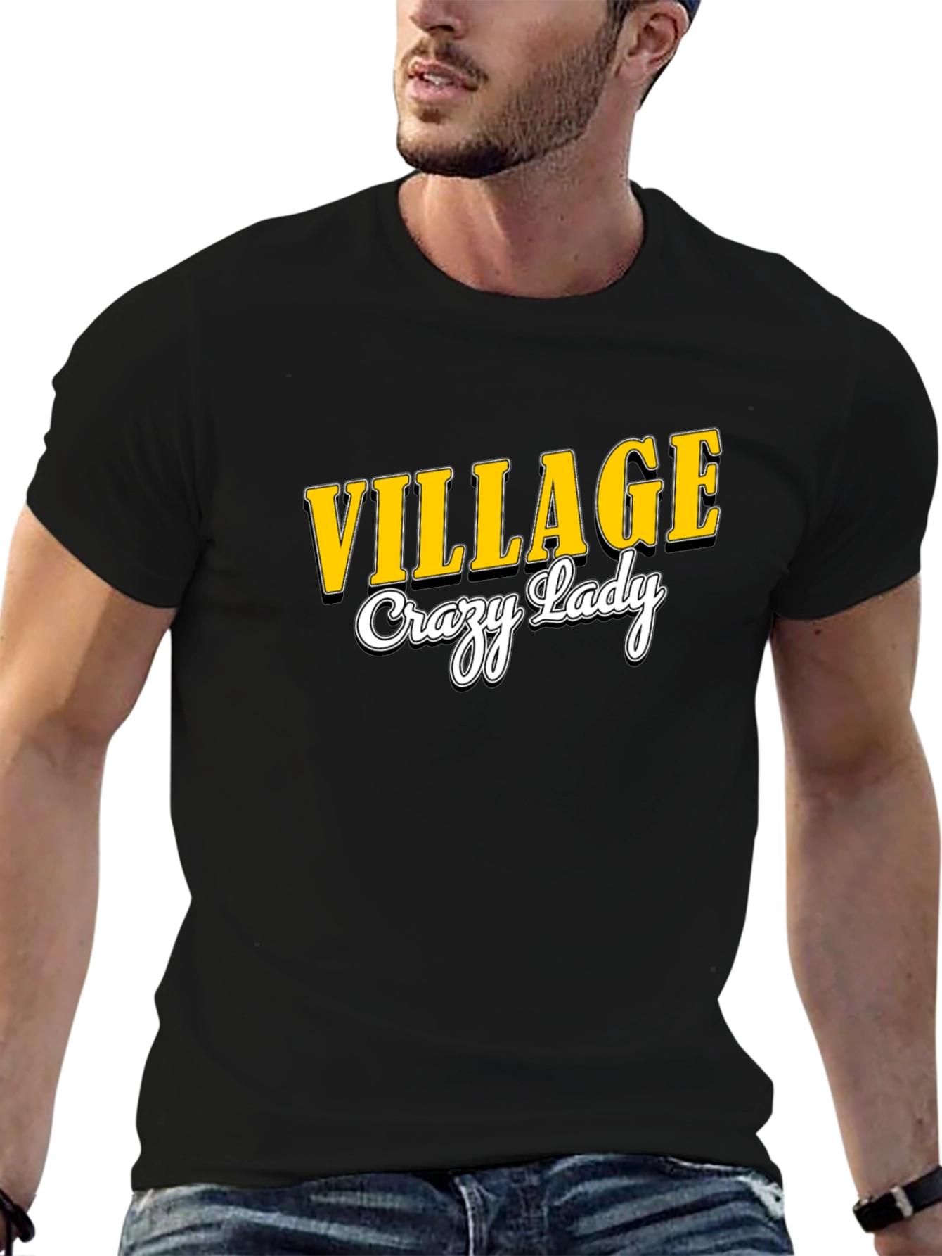 Village Crazy Lady Black T-Shirt