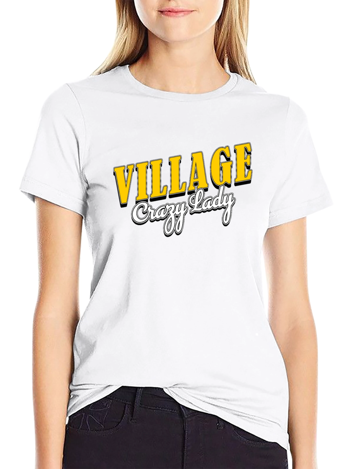 Village Crazy Lady Black T-Shirt