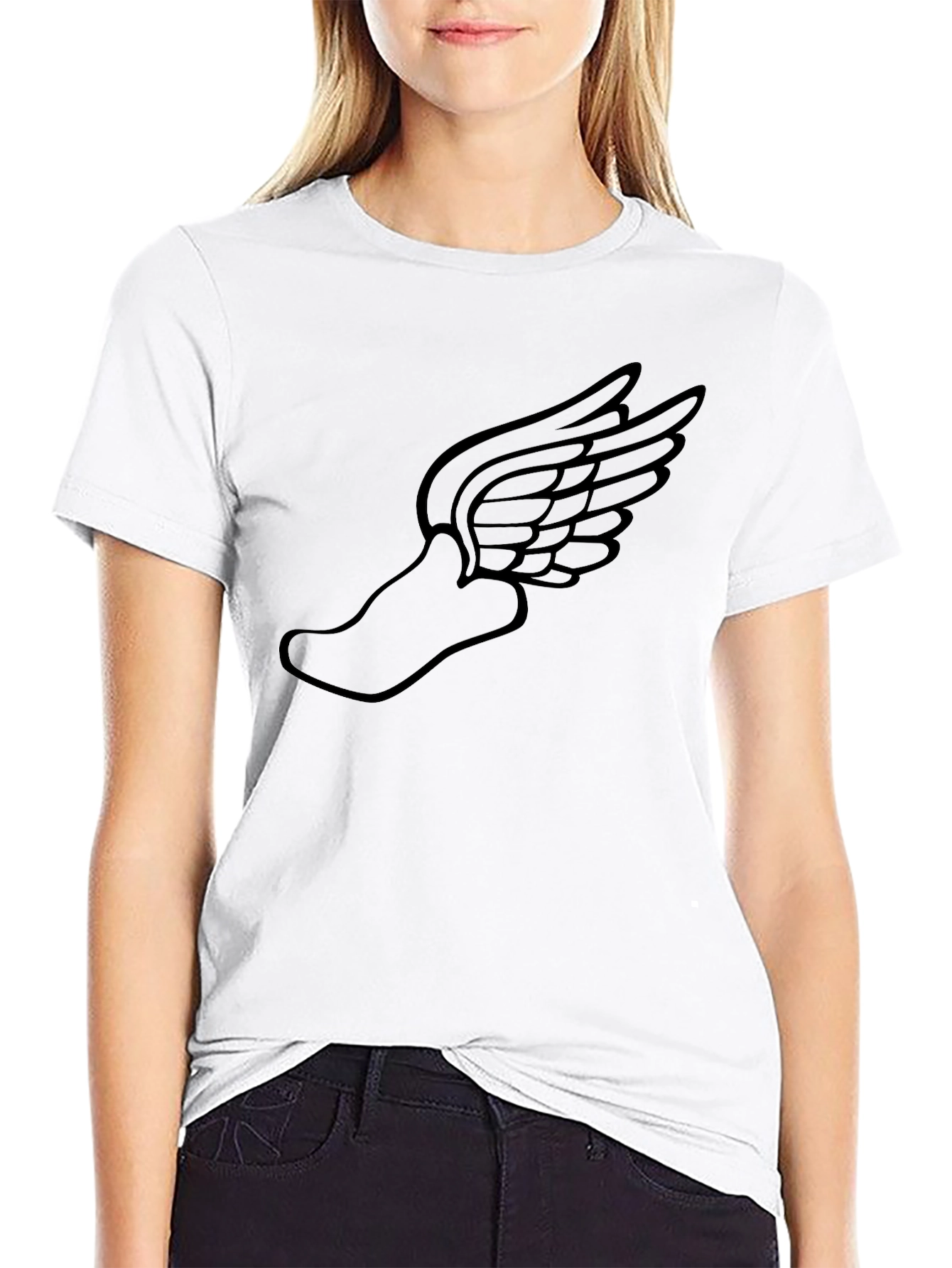Winged Foot Graphic Tee - Sleek Black T-Shirt
