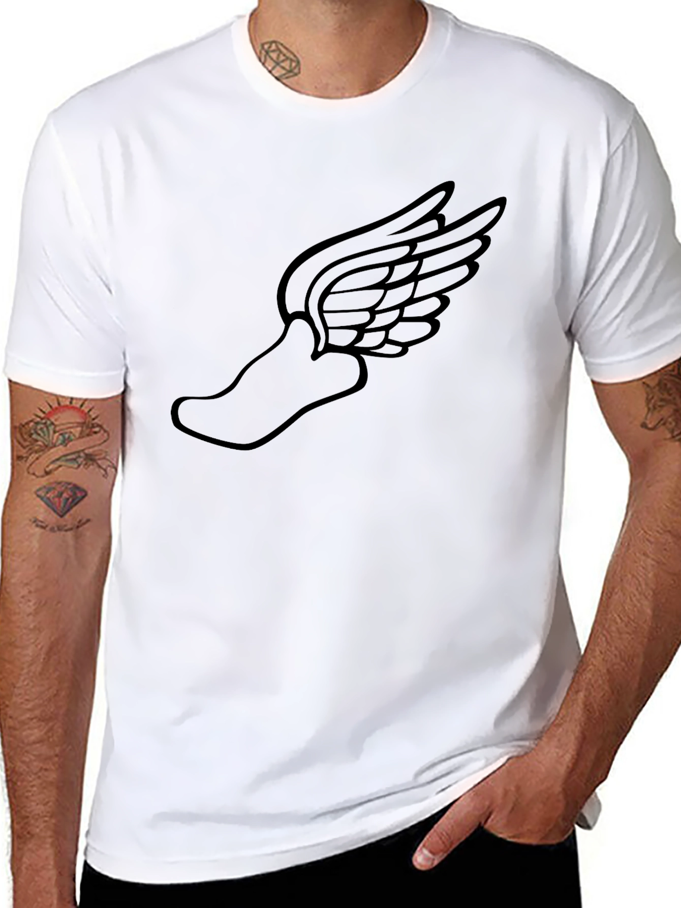 Winged Foot Graphic Tee - Sleek Black T-Shirt