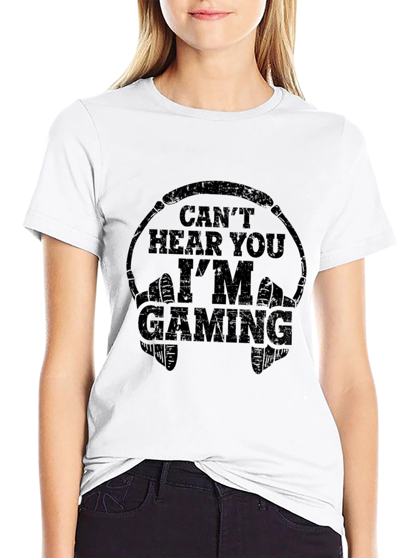Cant Hear You Im Gaming Black T-Shirt