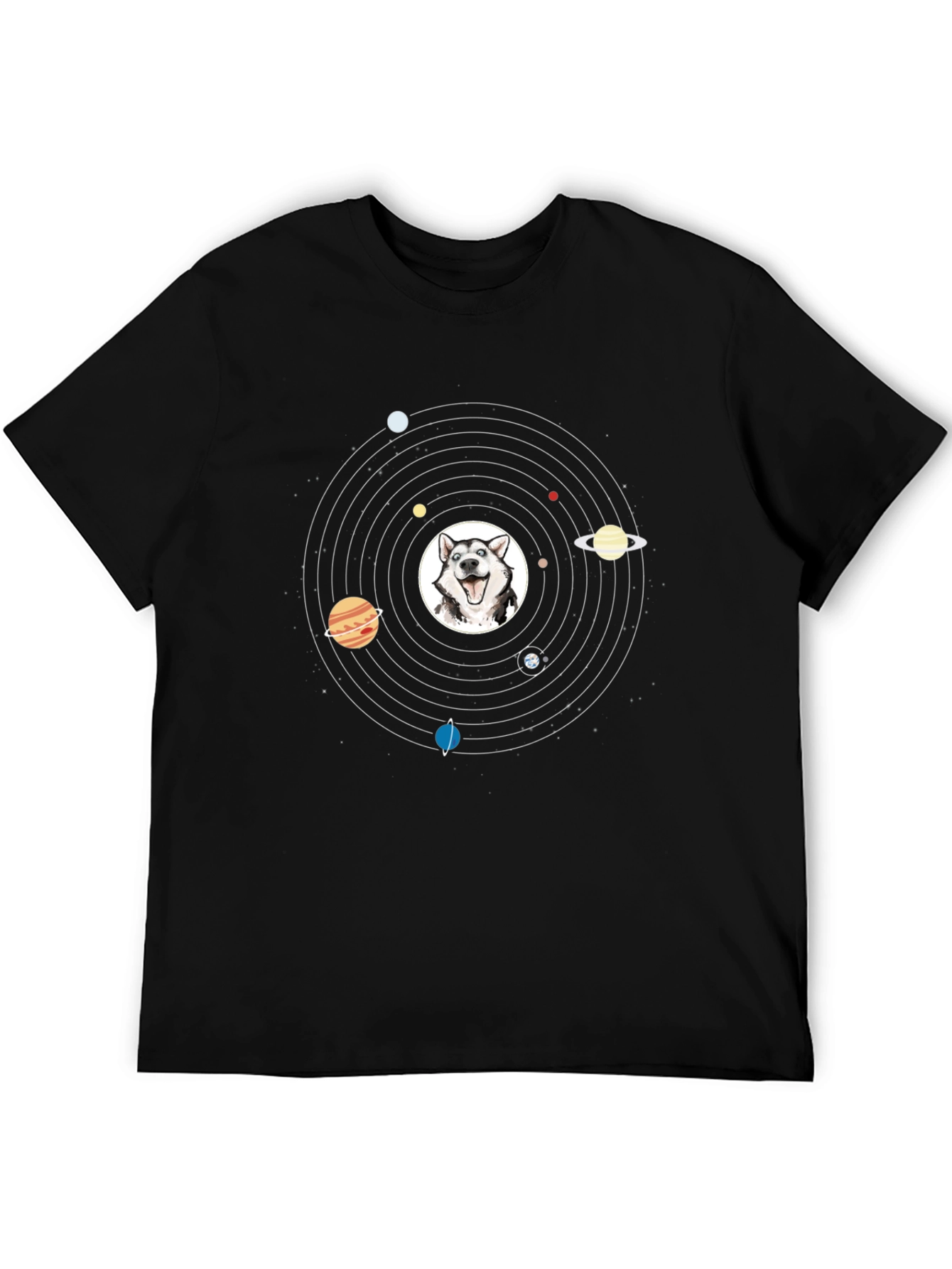 Husky Solar System Graphic Tee - Black Cotton