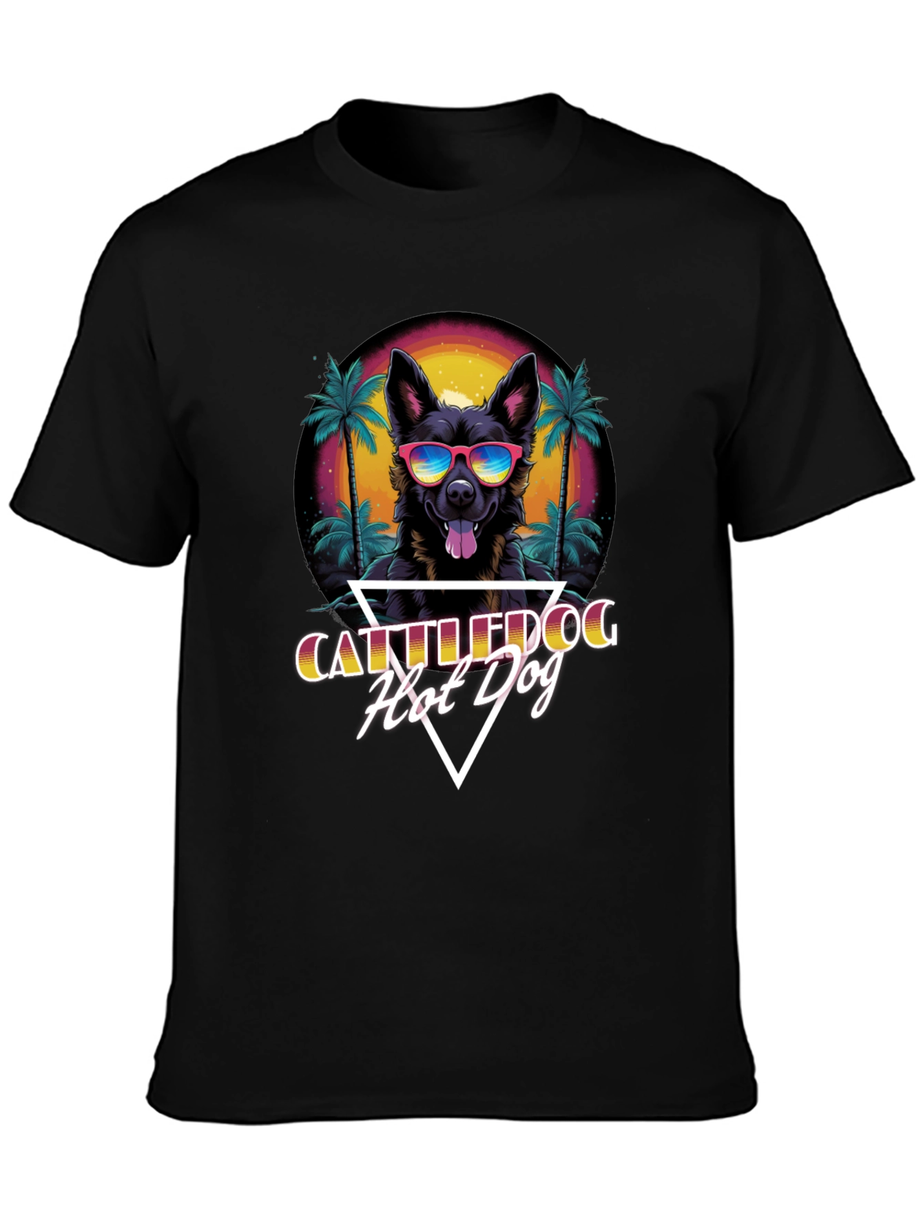 Cattledog Hot Dog T-Shirt Black Cotton Tee
