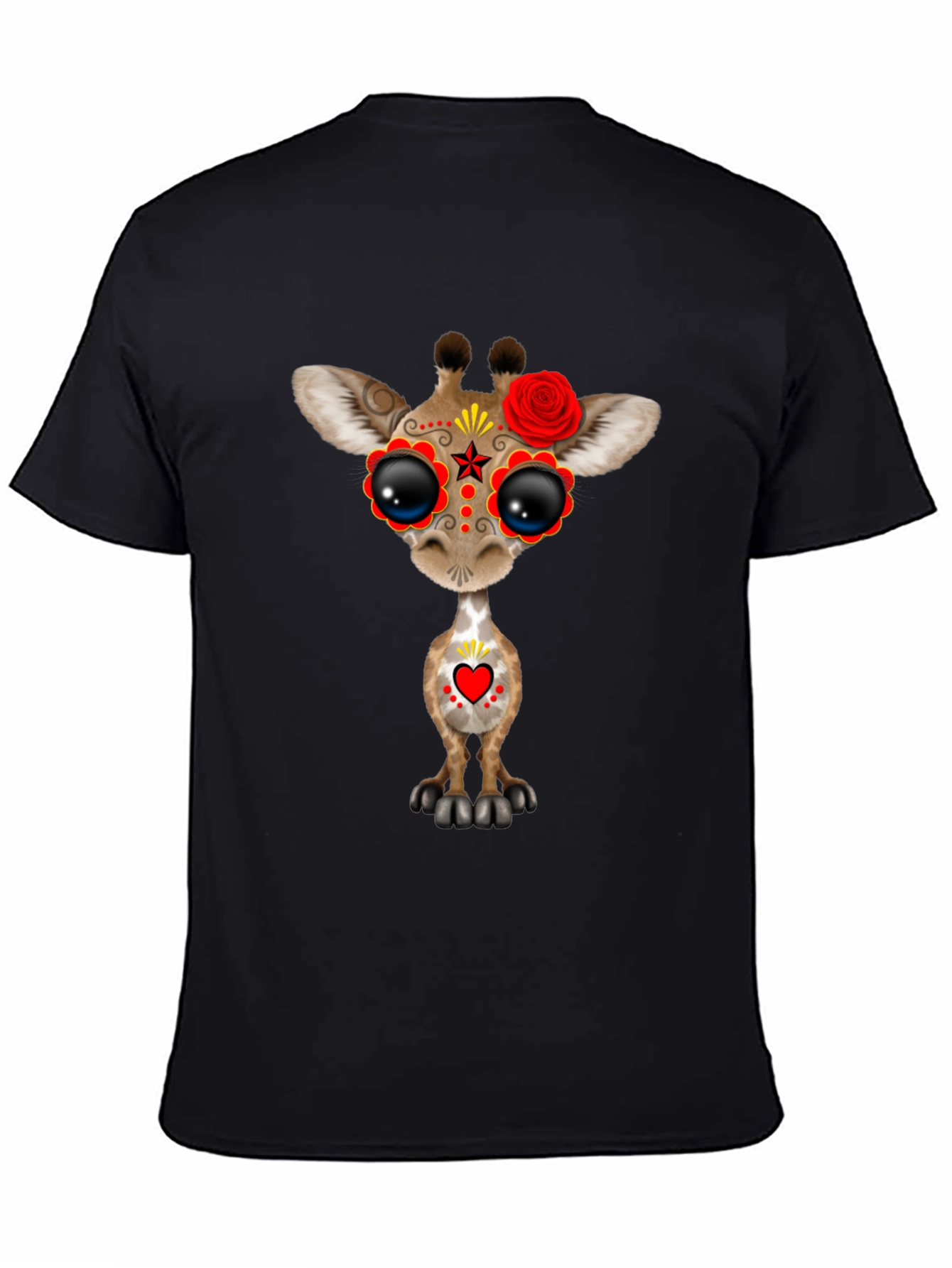 Sugar Skull Giraffe Black T-Shirt