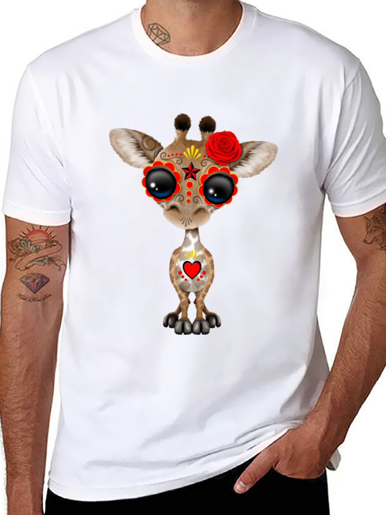 Sugar Skull Giraffe Black T-Shirt