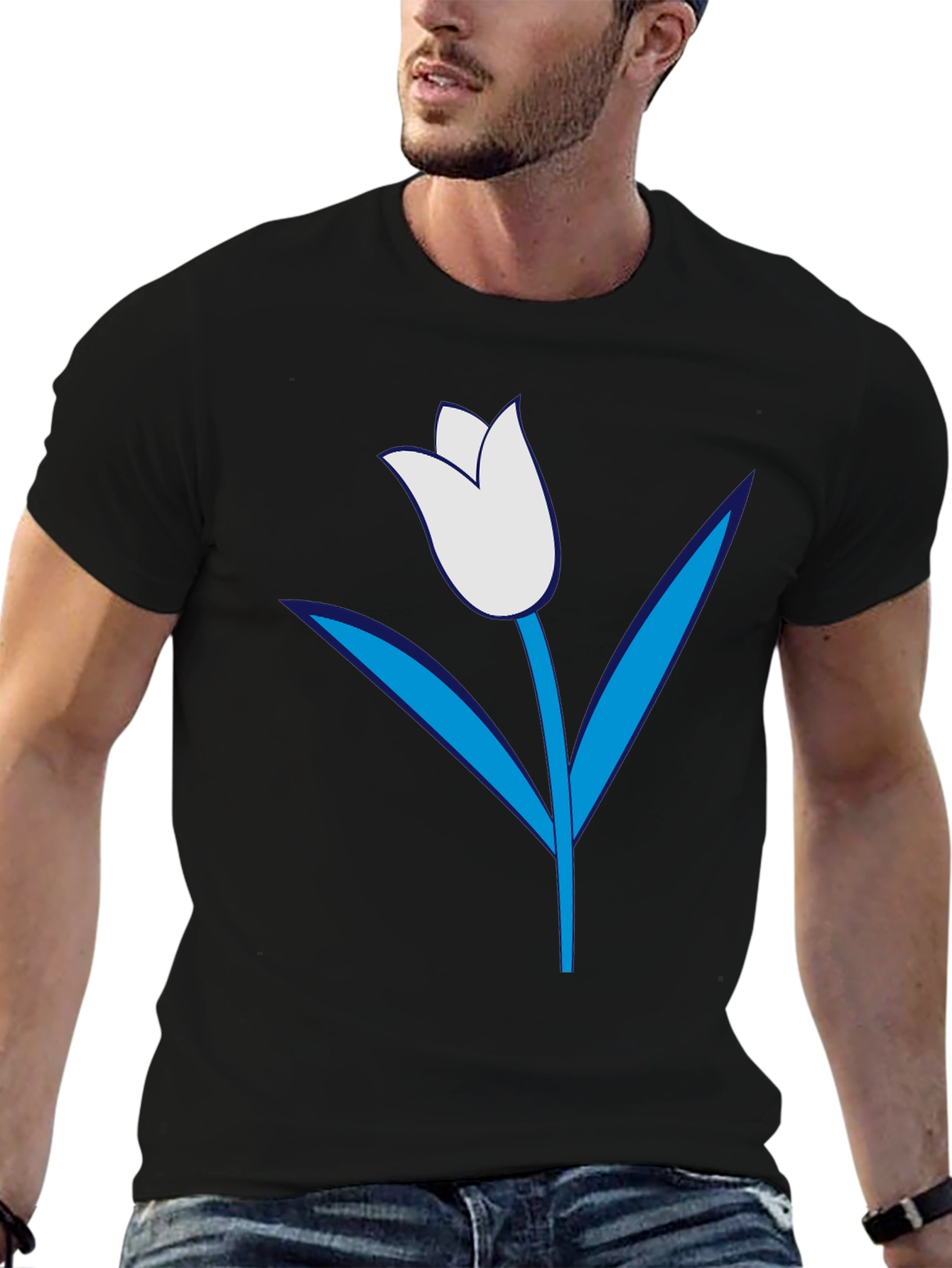 Mens Black Tulip Graphic Tee