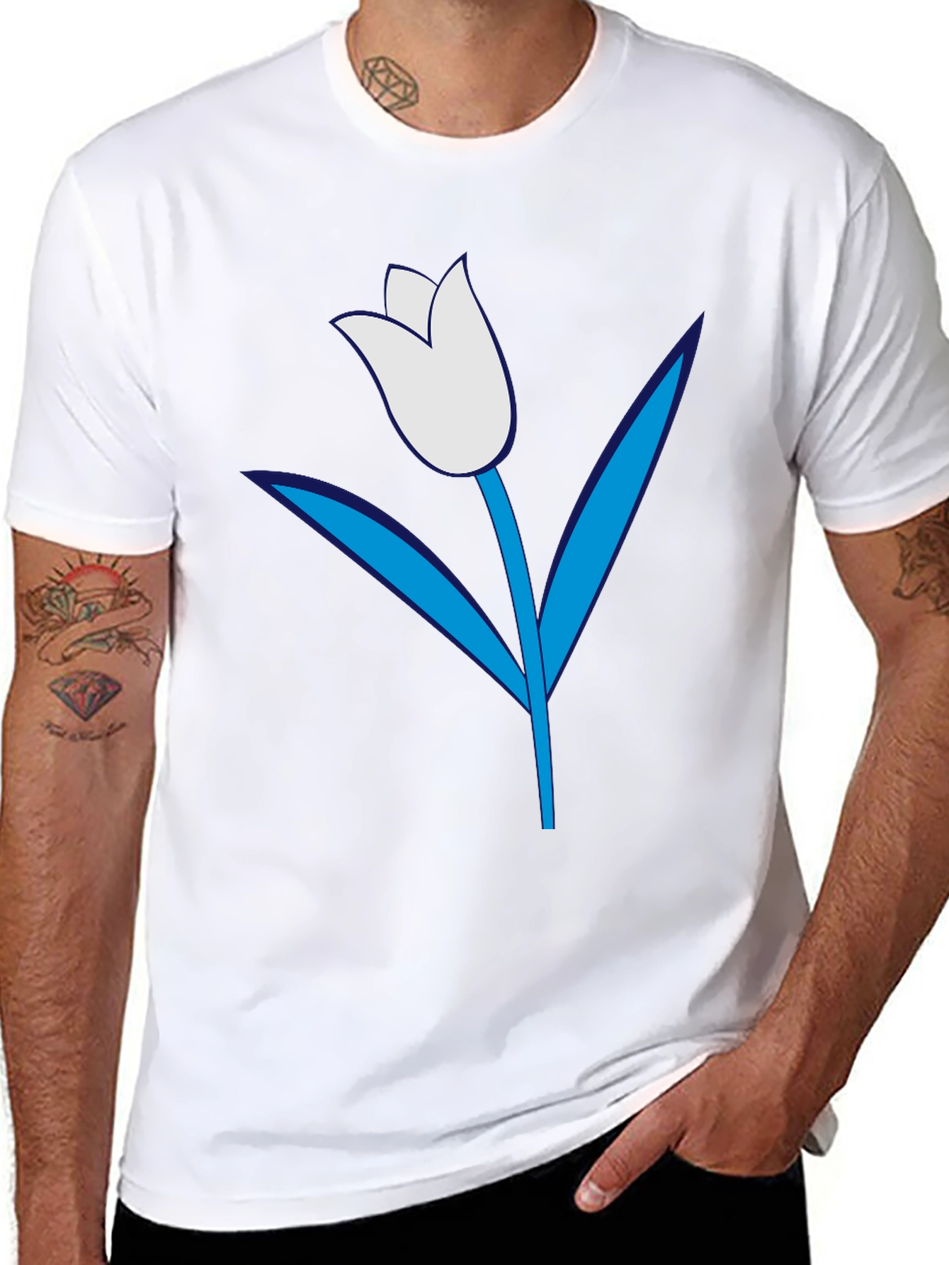 Mens Black Tulip Graphic Tee