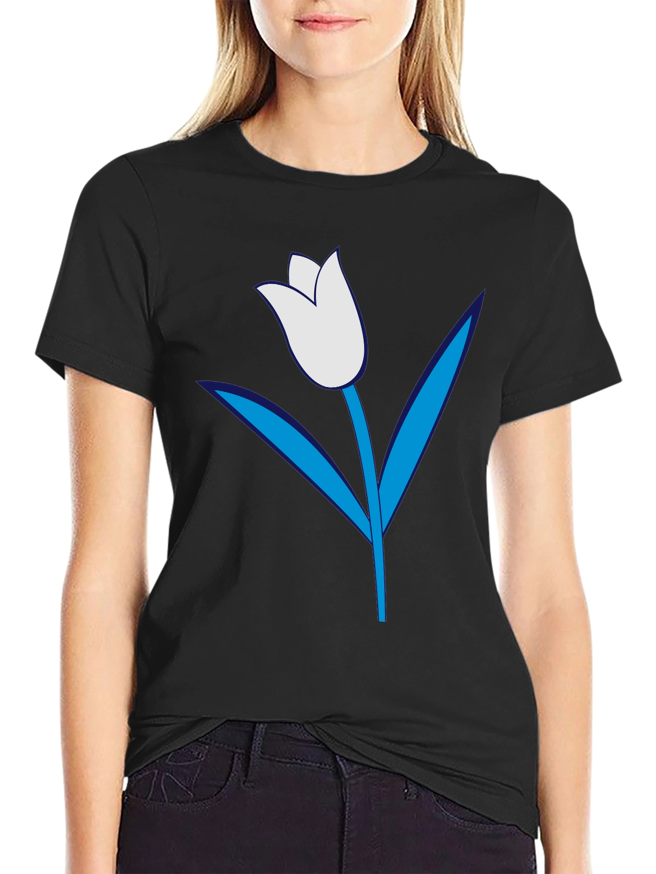 Mens Black Tulip Graphic Tee