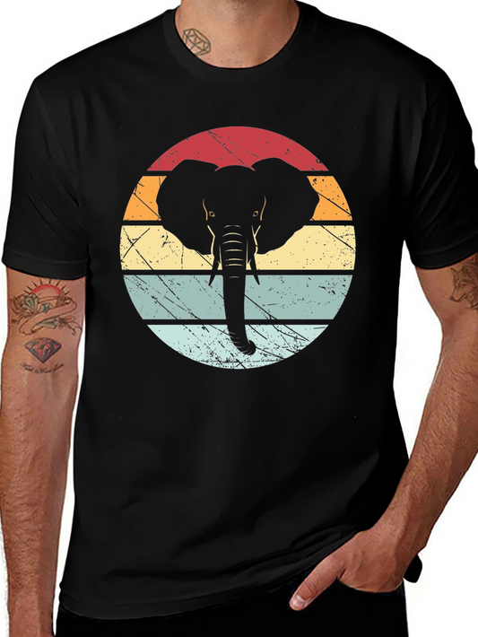 Retro Elephant Graphic Tee - Stylish Animal Lover Shirt