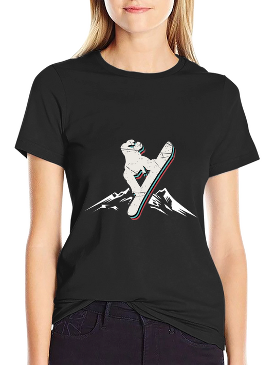 Distressed Snowboarder Graphic Tee - Black
