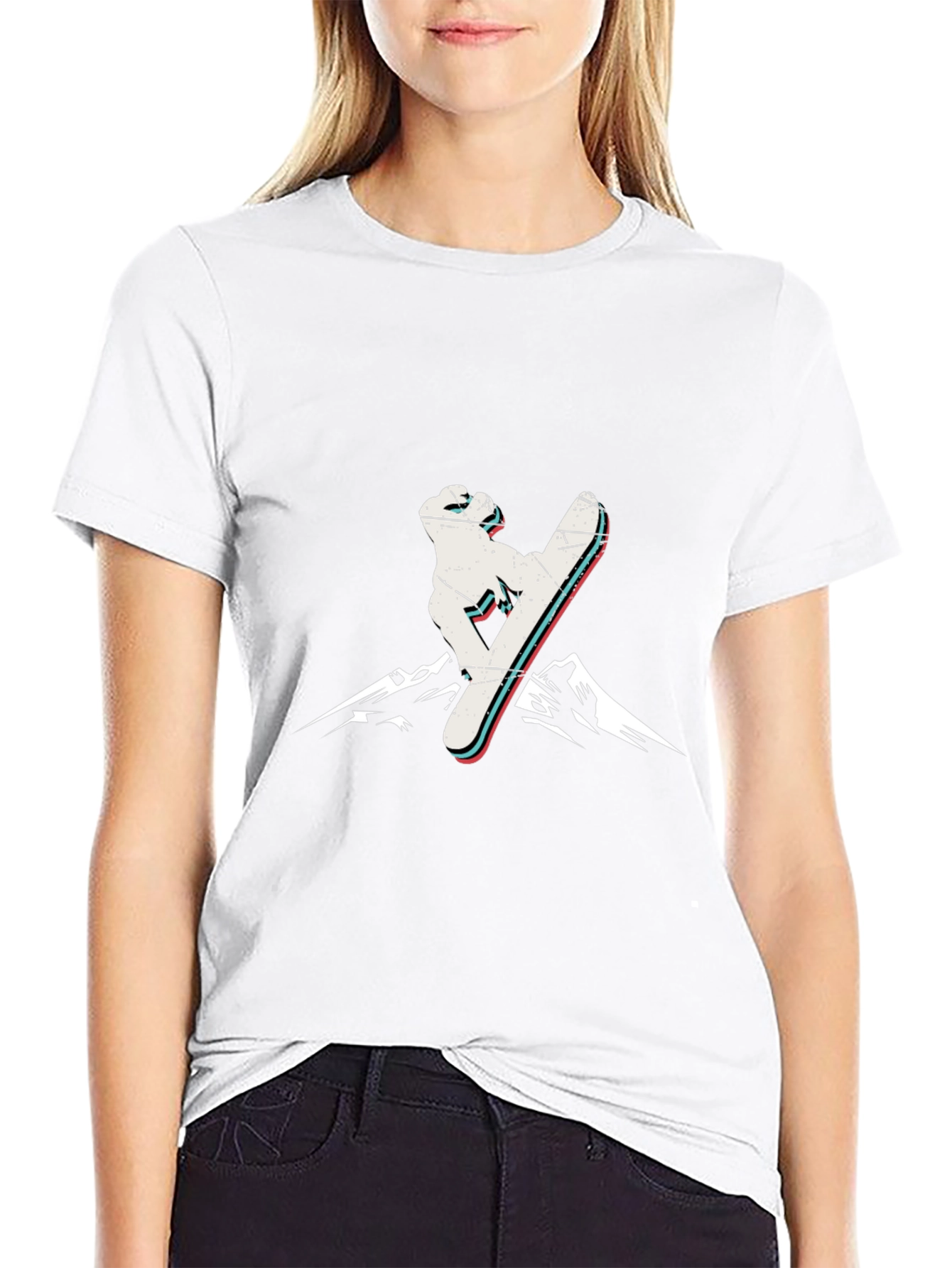 Distressed Snowboarder Graphic Tee - Black