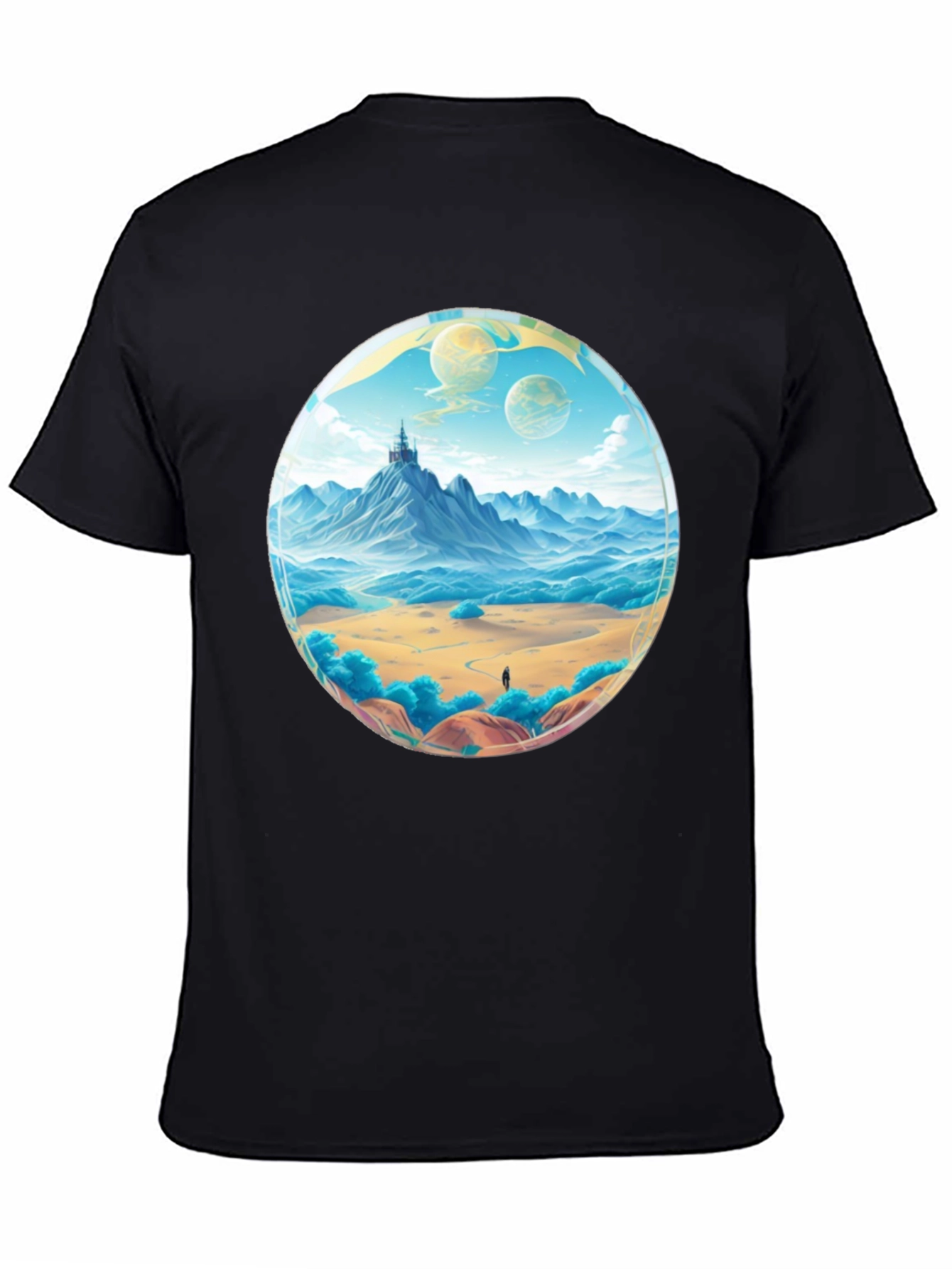 Fantasy Landscape Graphic Tee - Black