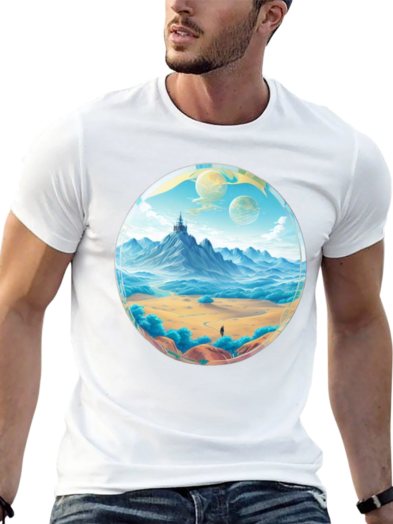 Fantasy Landscape Graphic Tee - Black