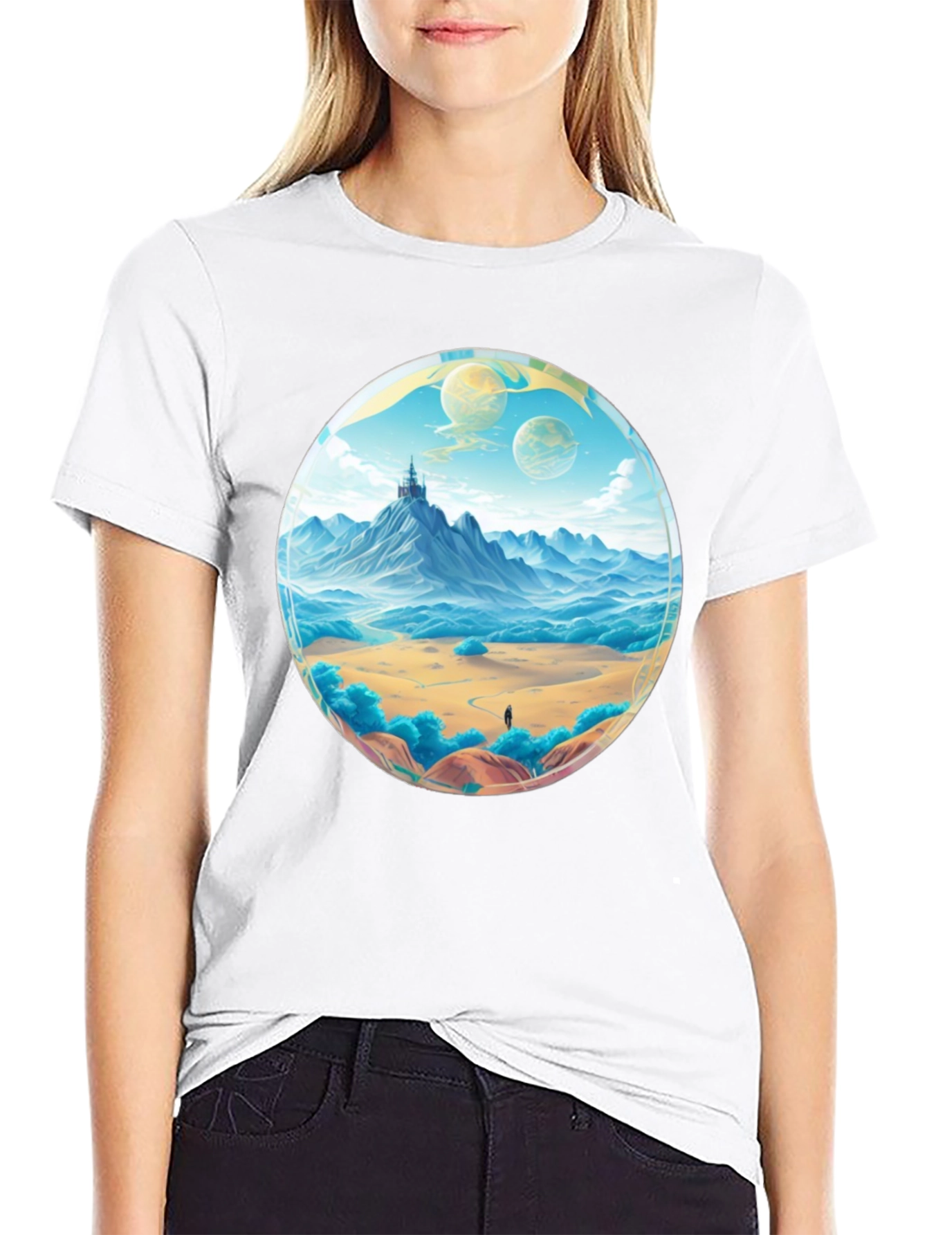 Fantasy Landscape Graphic Tee - Black