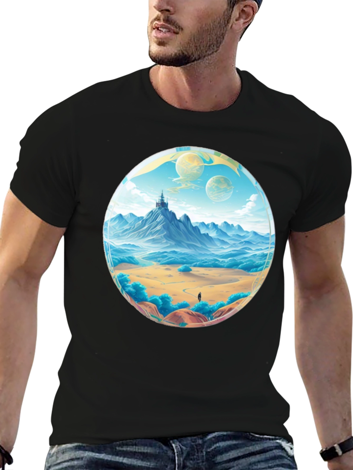Fantasy Landscape Graphic Tee - Black