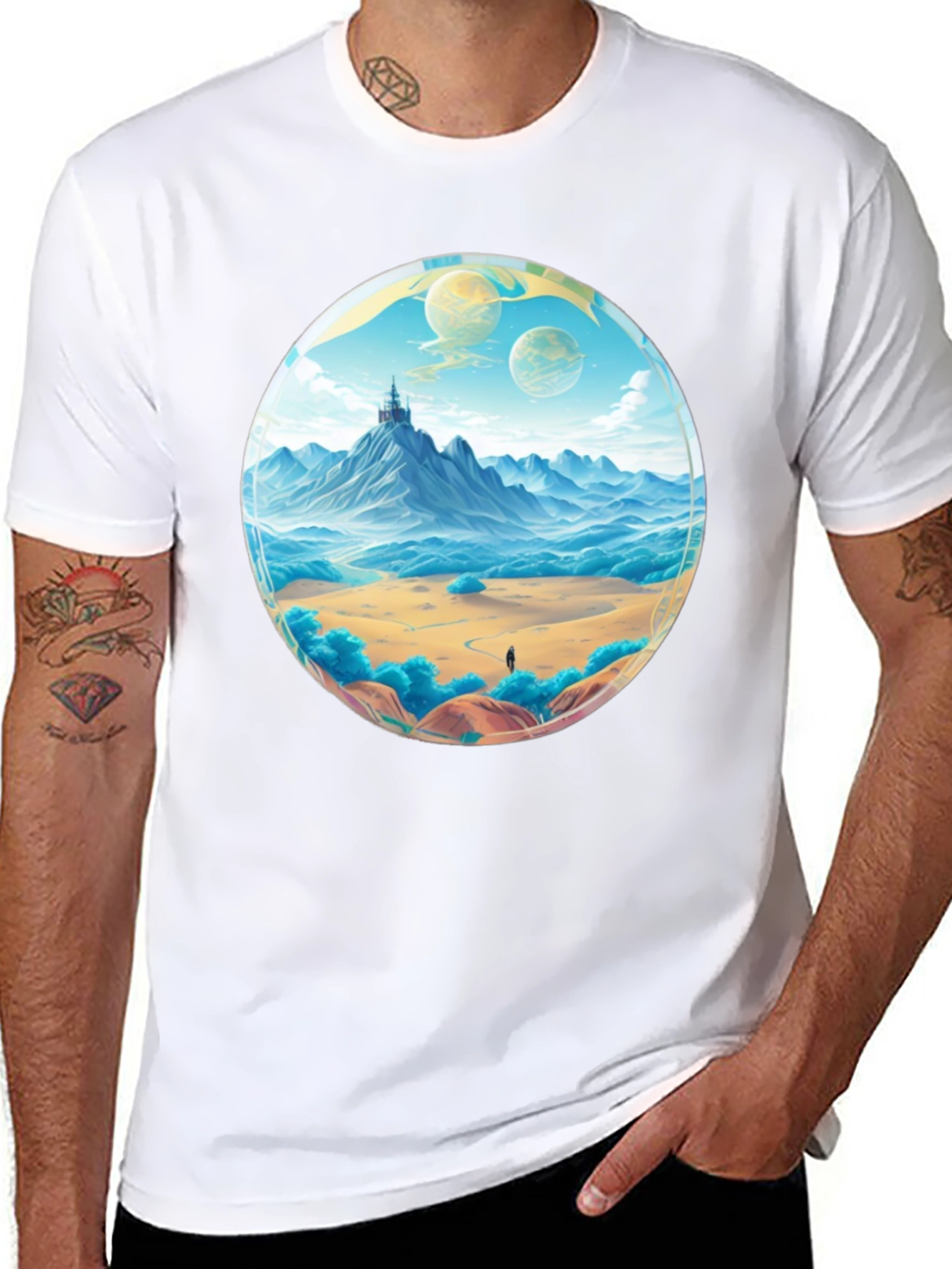 Fantasy Landscape Graphic Tee - Black