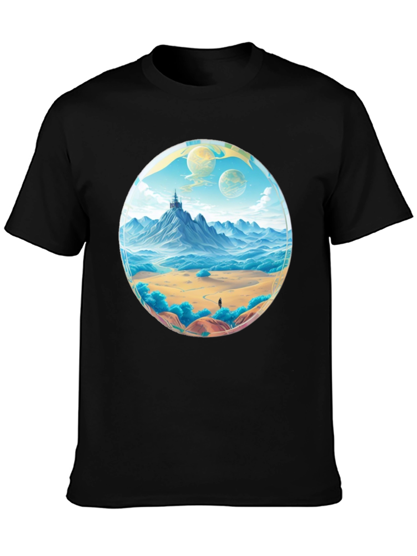 Fantasy Landscape Graphic Tee - Black