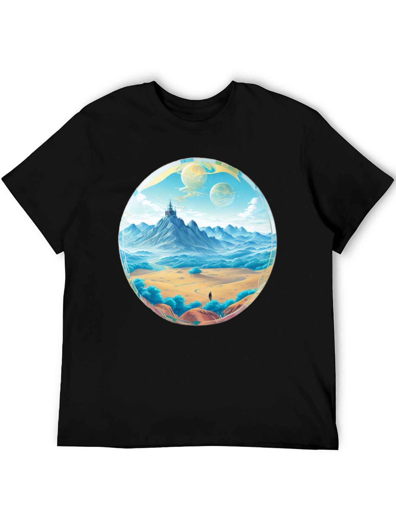 Fantasy Landscape Graphic Tee - Black