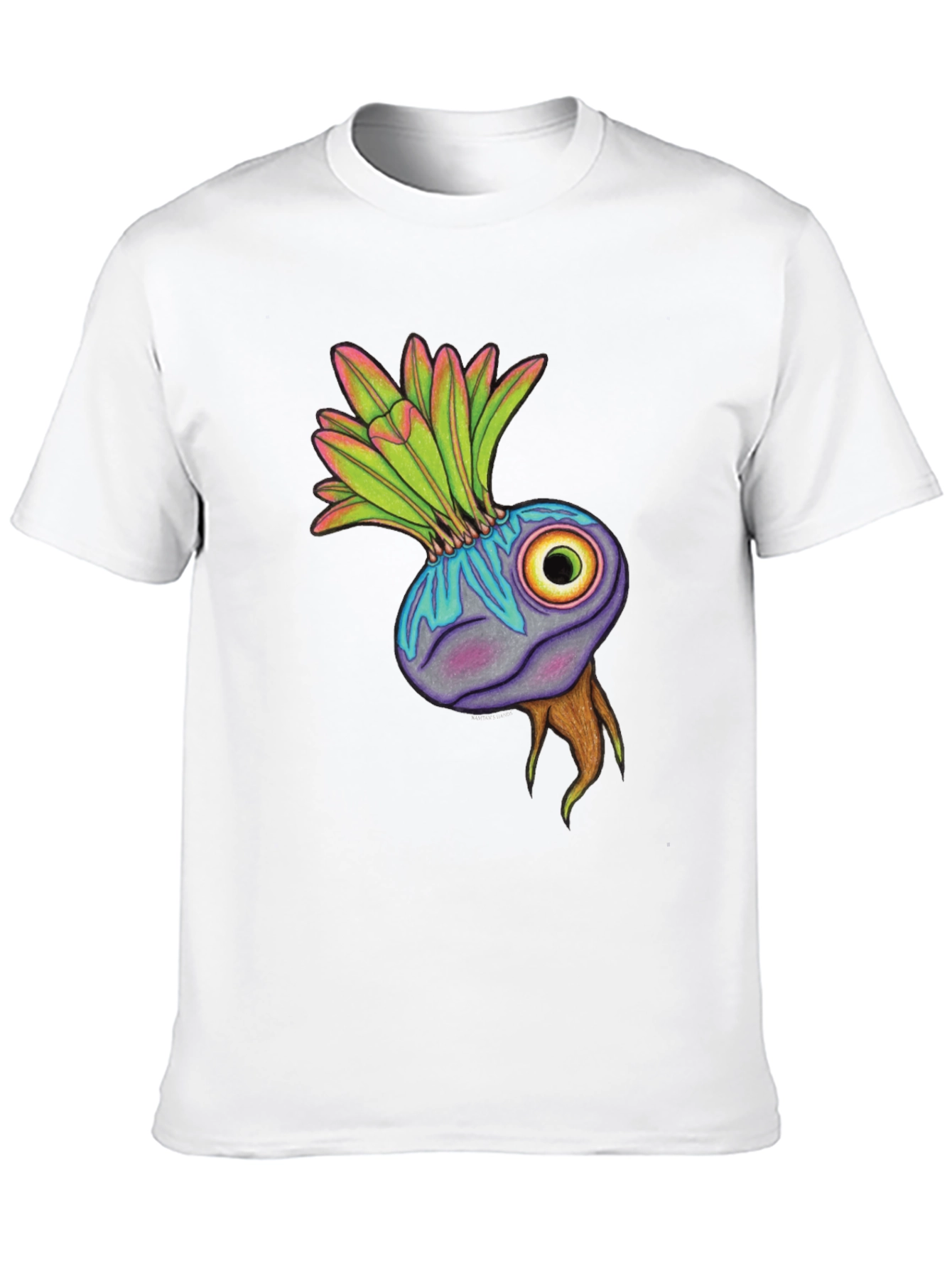 Unique Eye Plant Graphic Tee - Black Cotton Blend