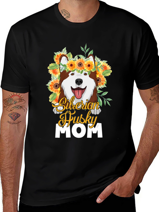 Siberian Husky Mom T-Shirt - Floral Dog Lover Tee