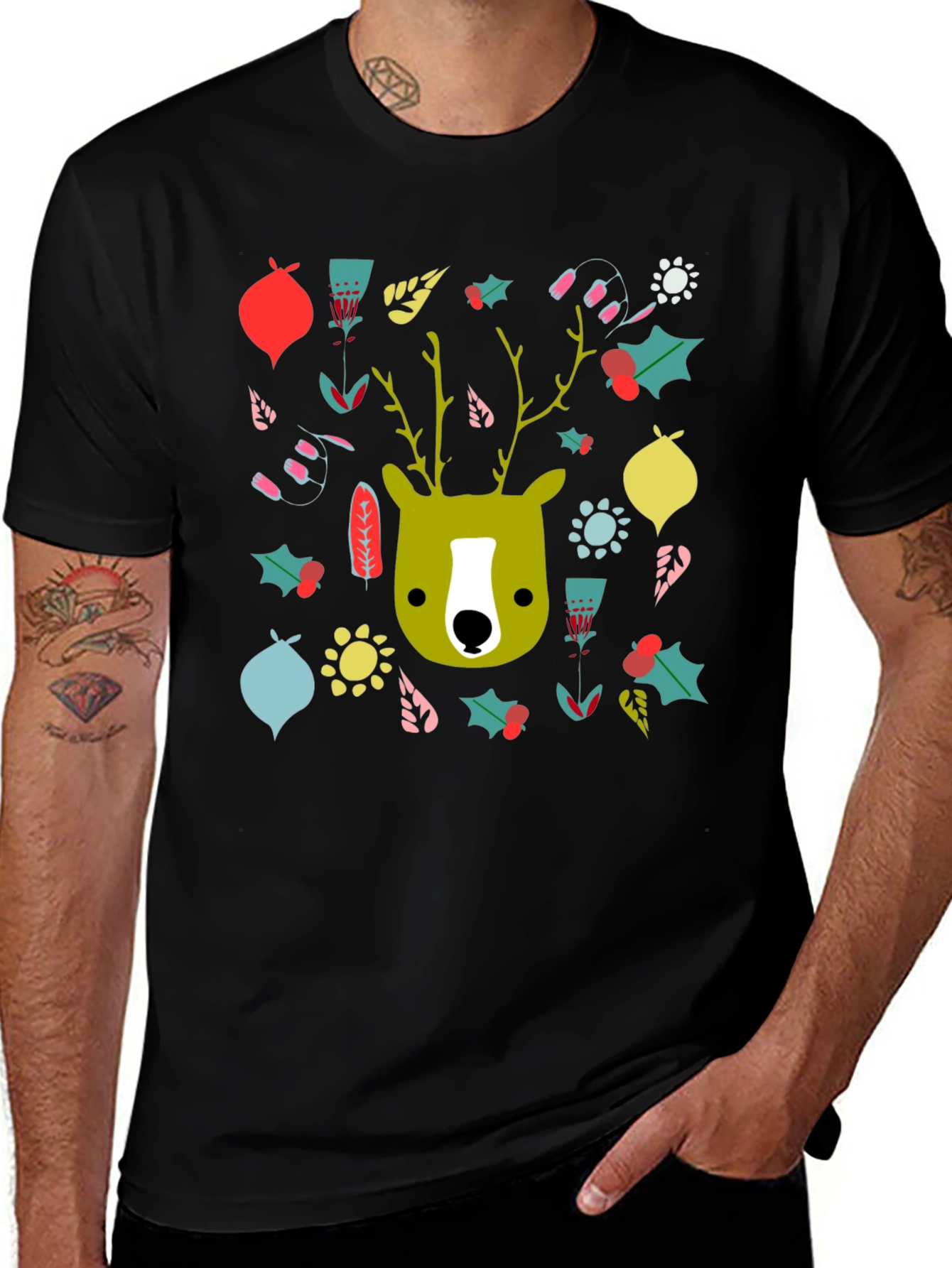 Festive Deer Graphic Tee - Holiday Style