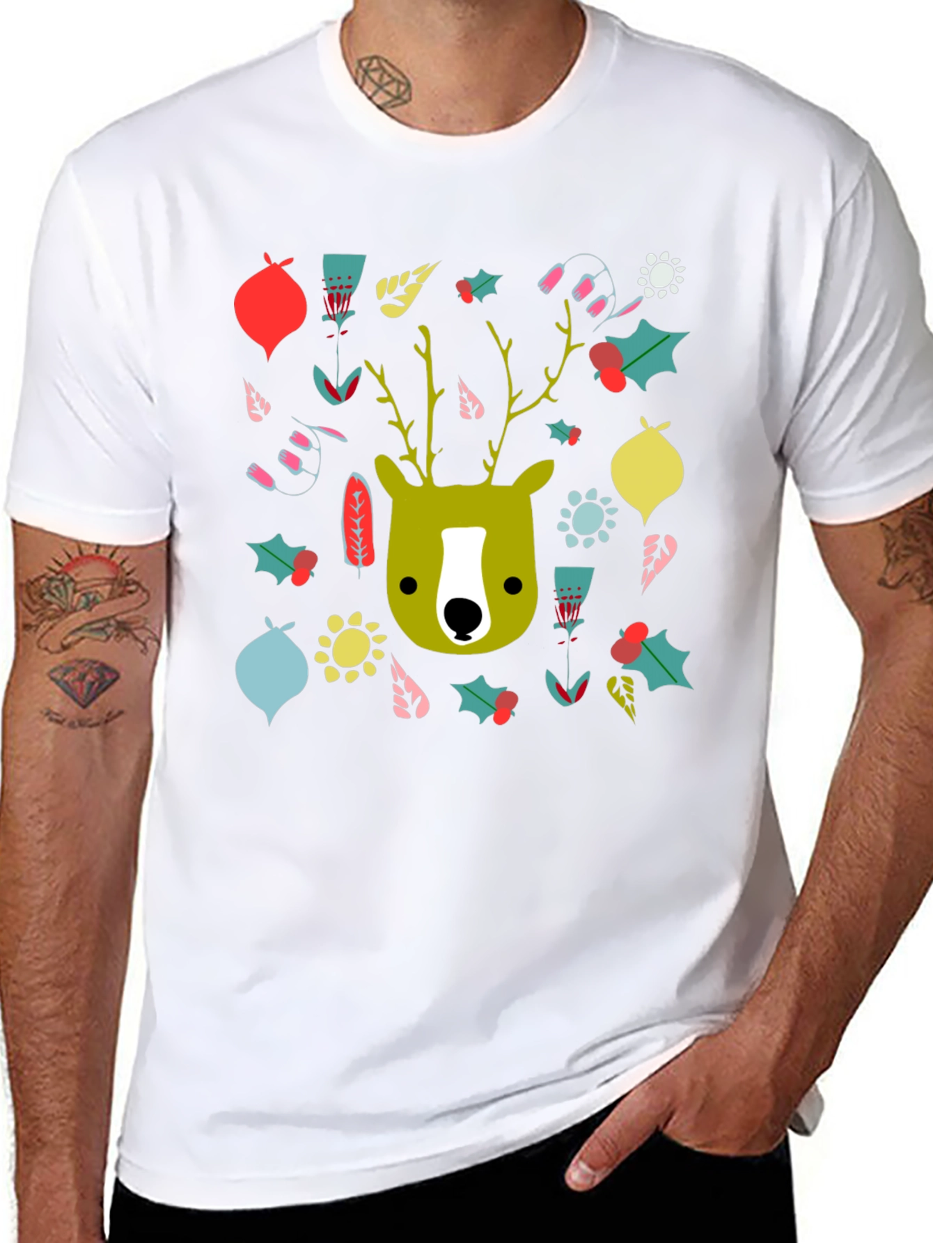 Festive Deer Graphic Tee - Holiday Style