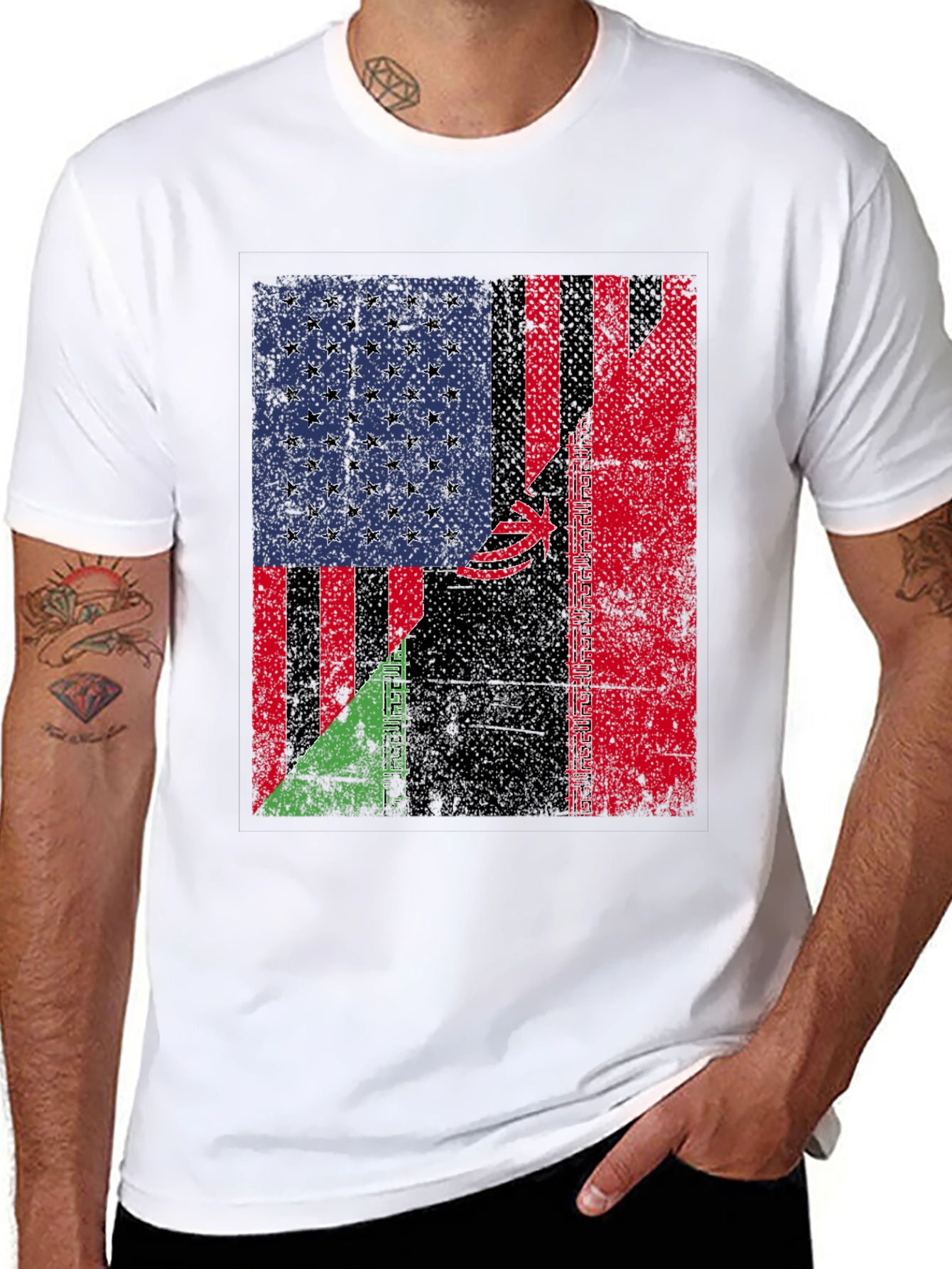 US Iran Flags Graphic T-Shirt