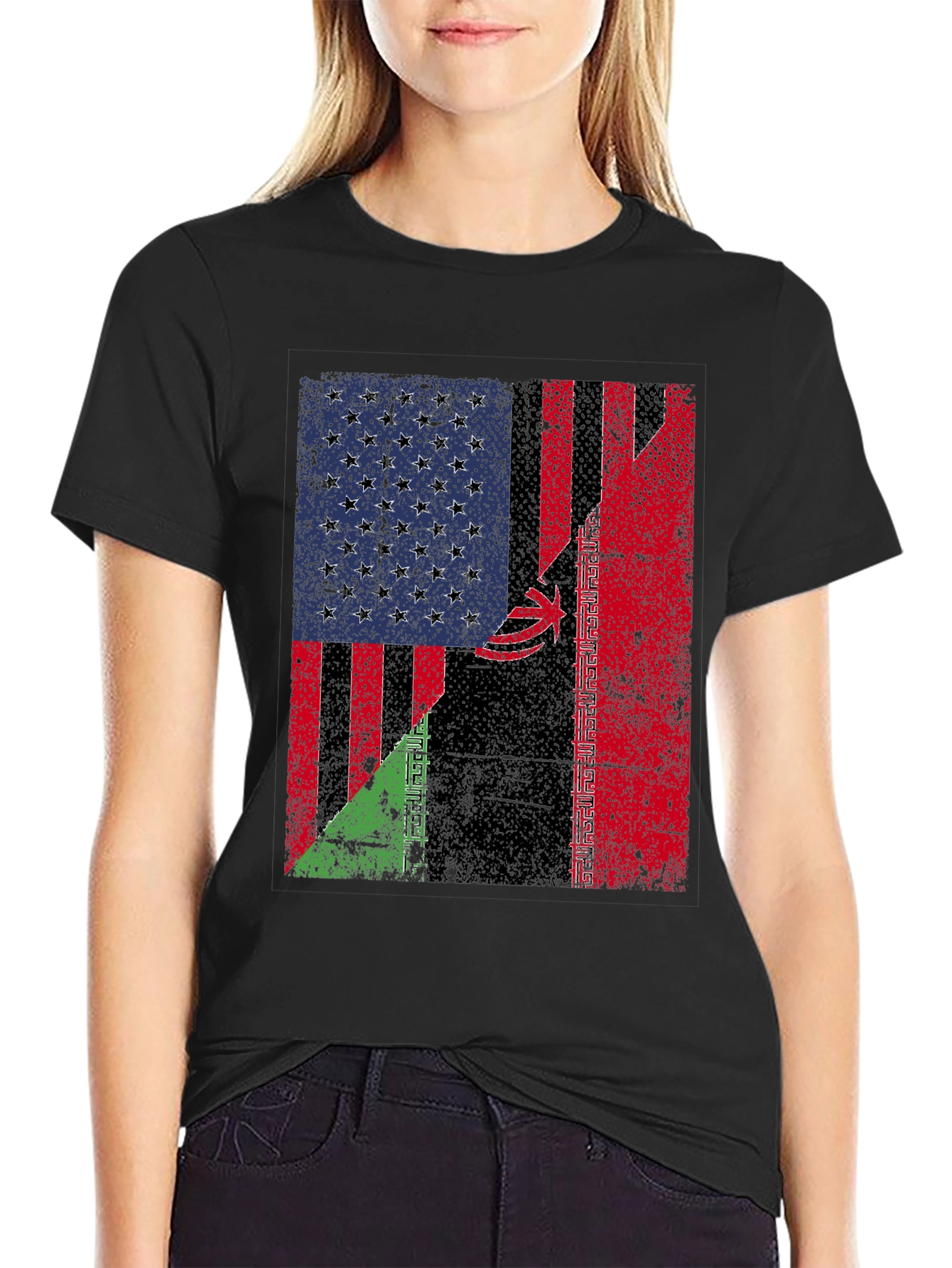 US Iran Flags Graphic T-Shirt