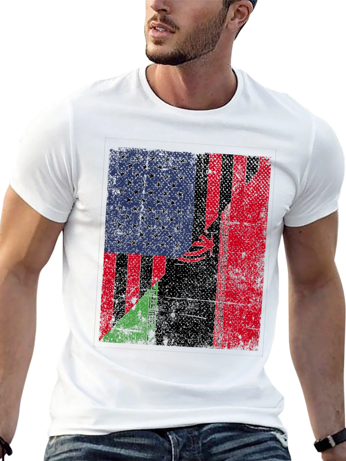 US Iran Flags Graphic T-Shirt