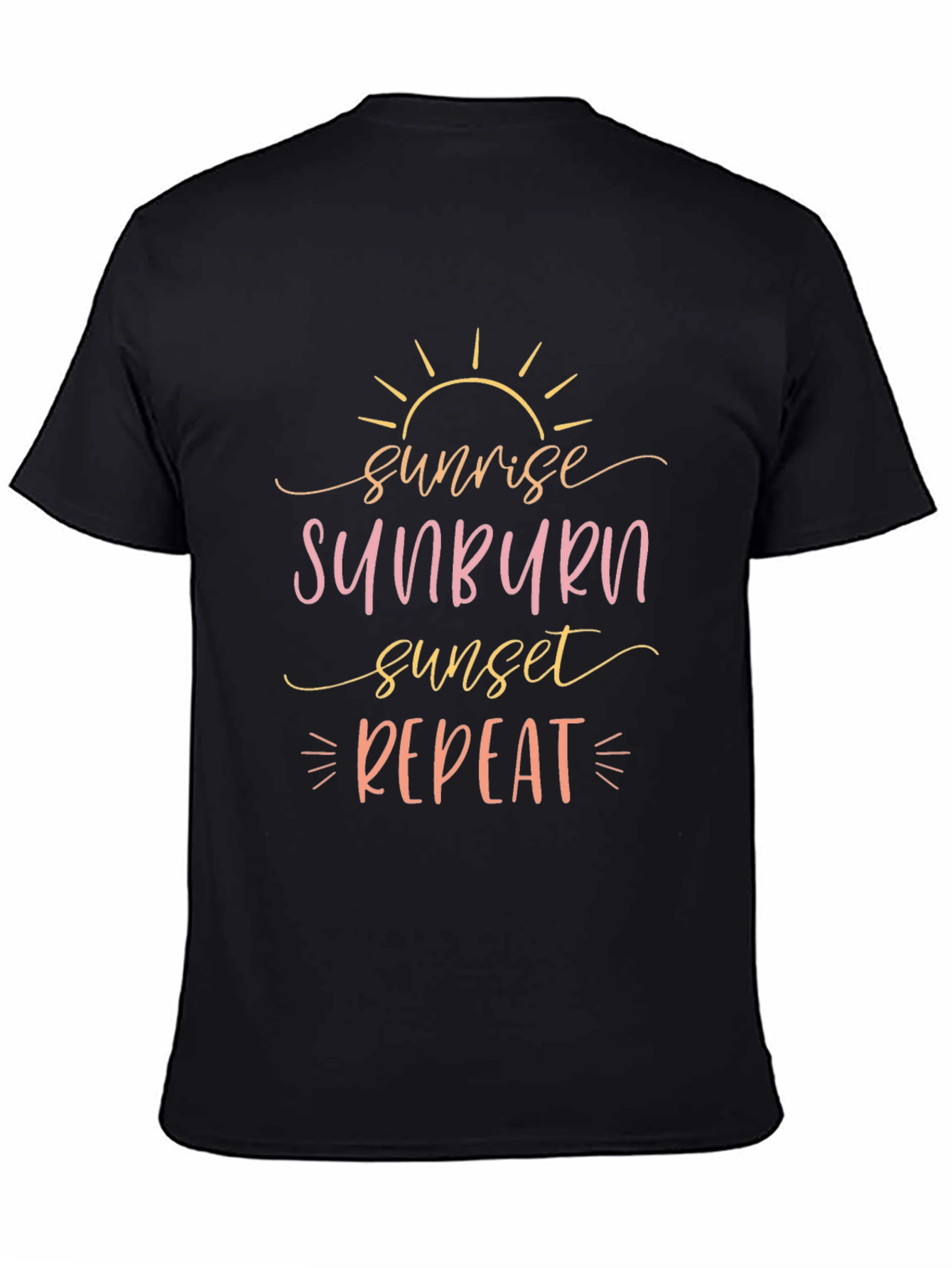 Sunrise Sunburn Sunset Repeat Black T-Shirt