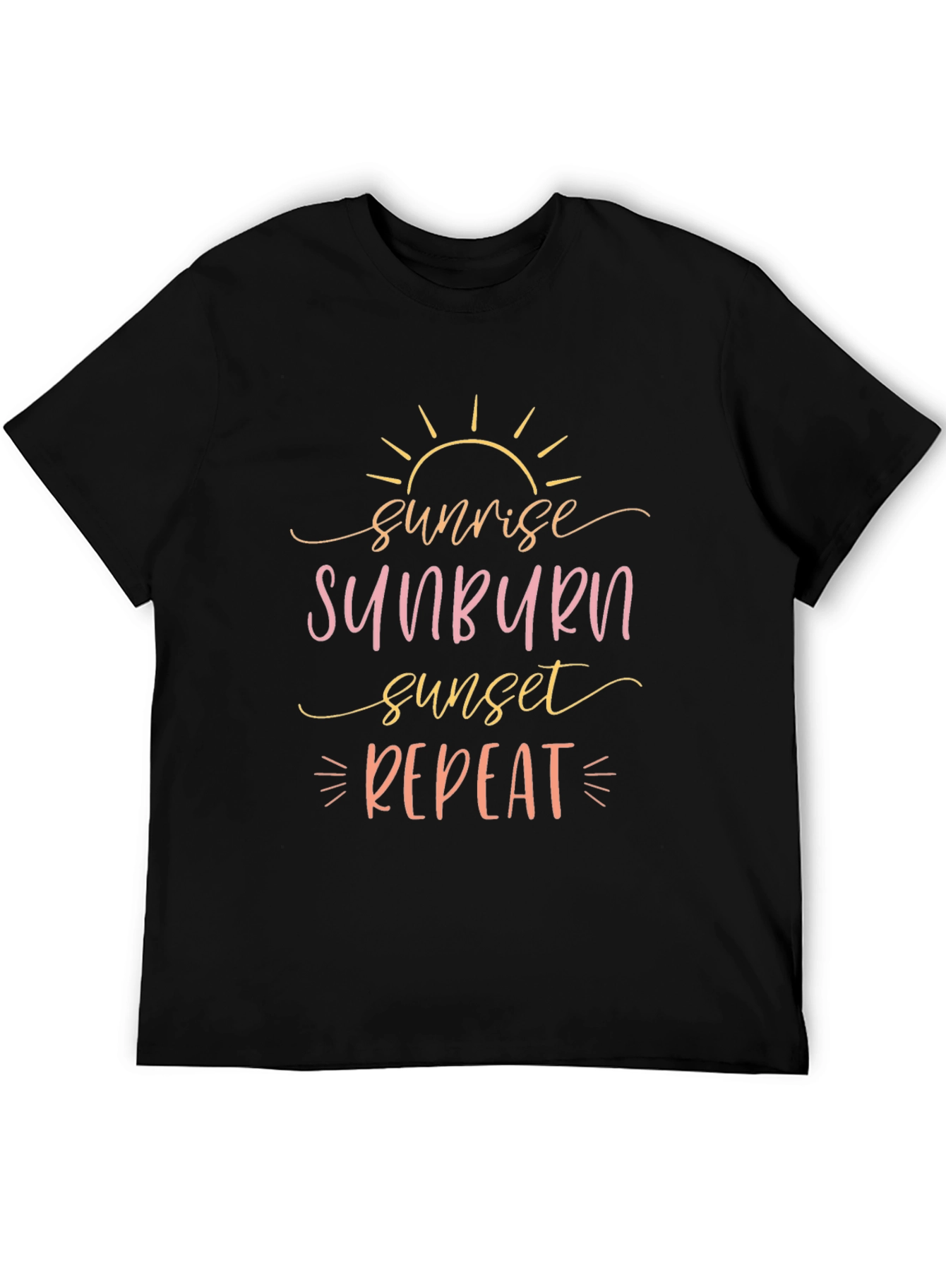 Sunrise Sunburn Sunset Repeat Black T-Shirt
