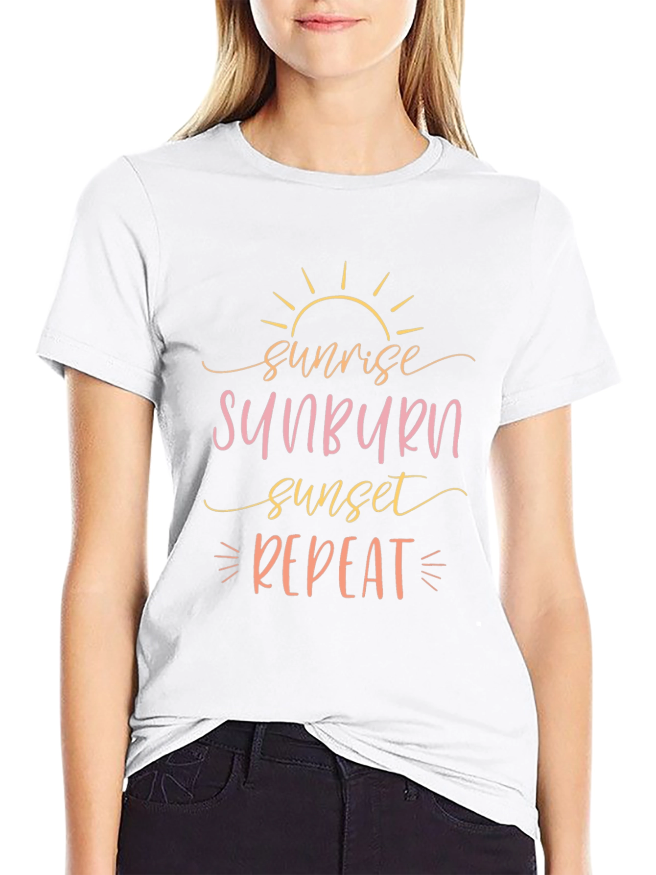 Sunrise Sunburn Sunset Repeat Black T-Shirt